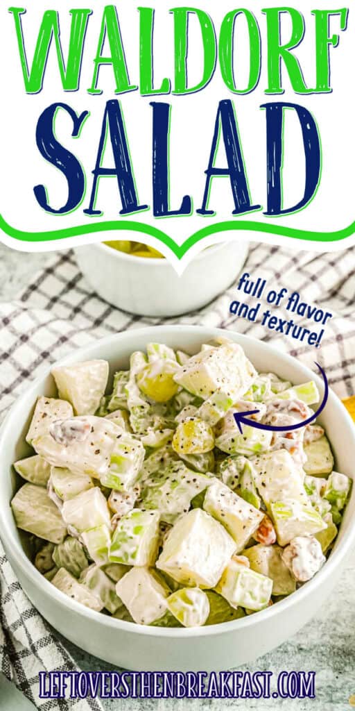 bowl of salad with text "waldorf salad"