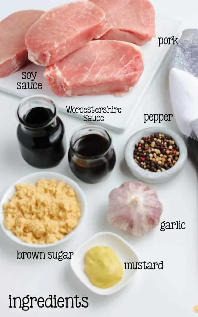 labeled picture of pork marinade ingredients
