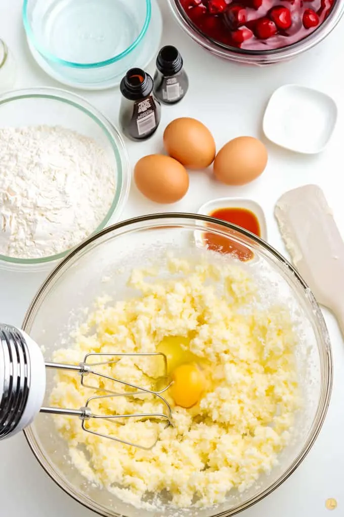 eggs and butter in mixing bowl