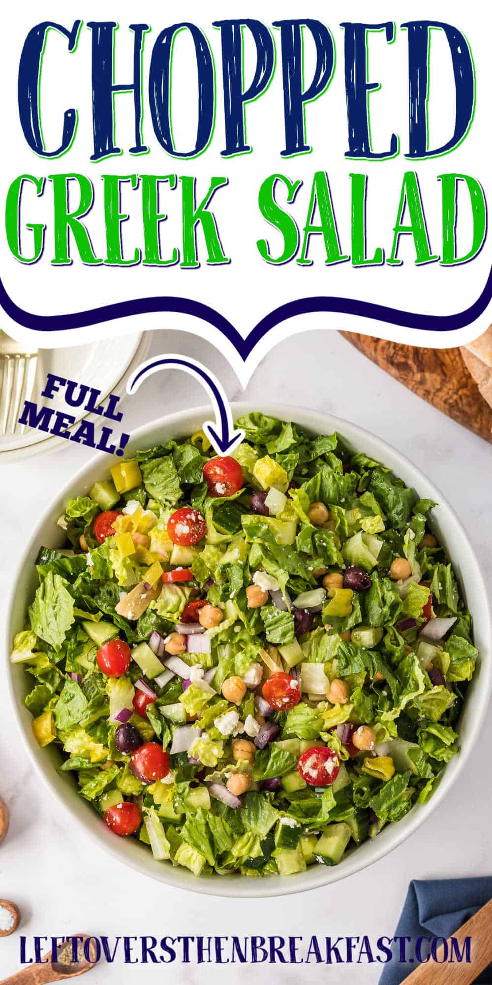 bowl of salad with text "chopped greek salad"