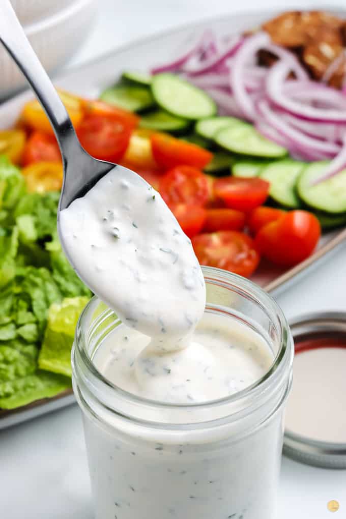 buttermilk ranch on a spoon