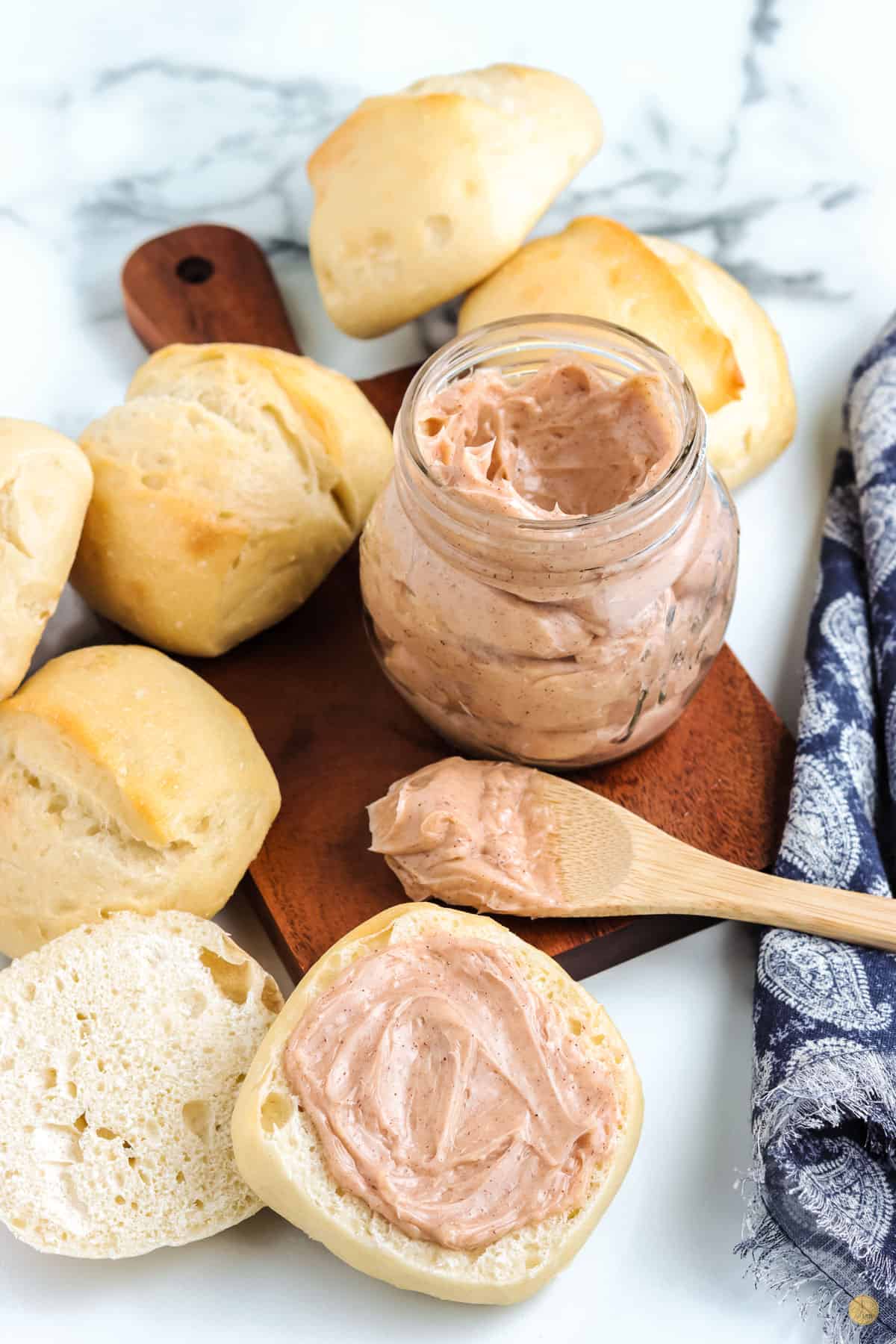 biscuits and a jar on a board