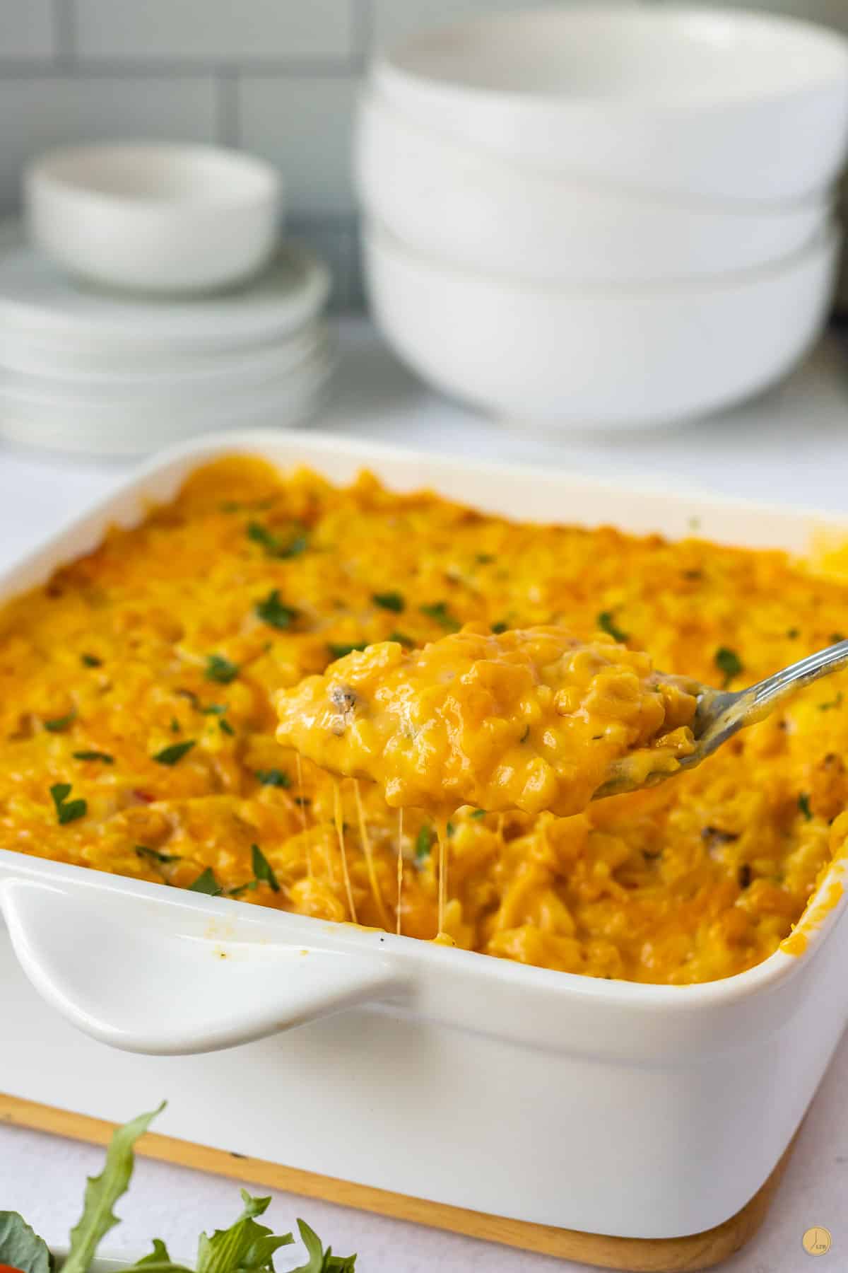 spoon of corn casserole