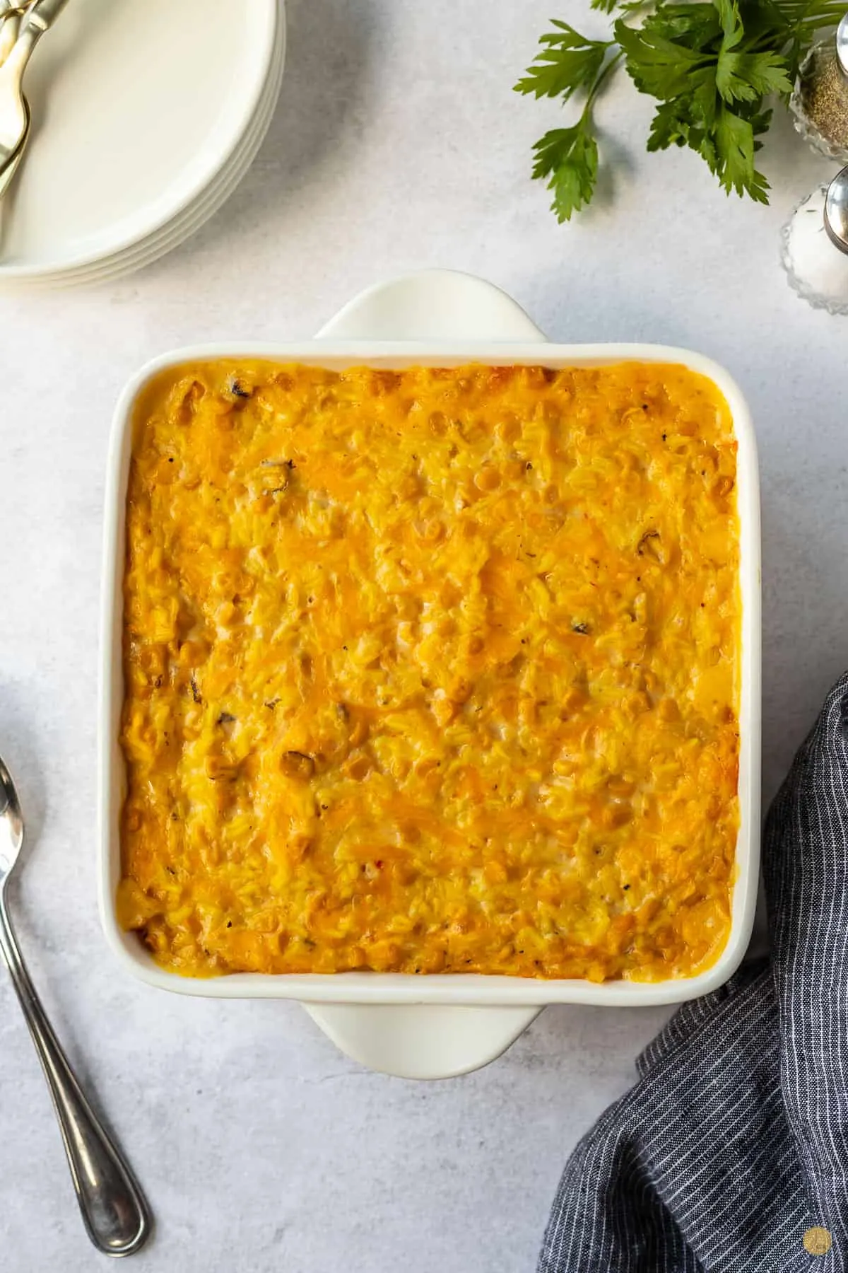 baked casserole in a baking dish