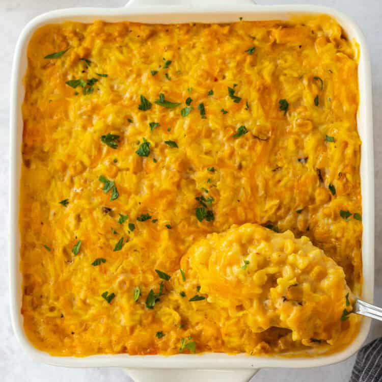 Cheesy Corn and Rice Casserole - Leftovers Then Breakfast