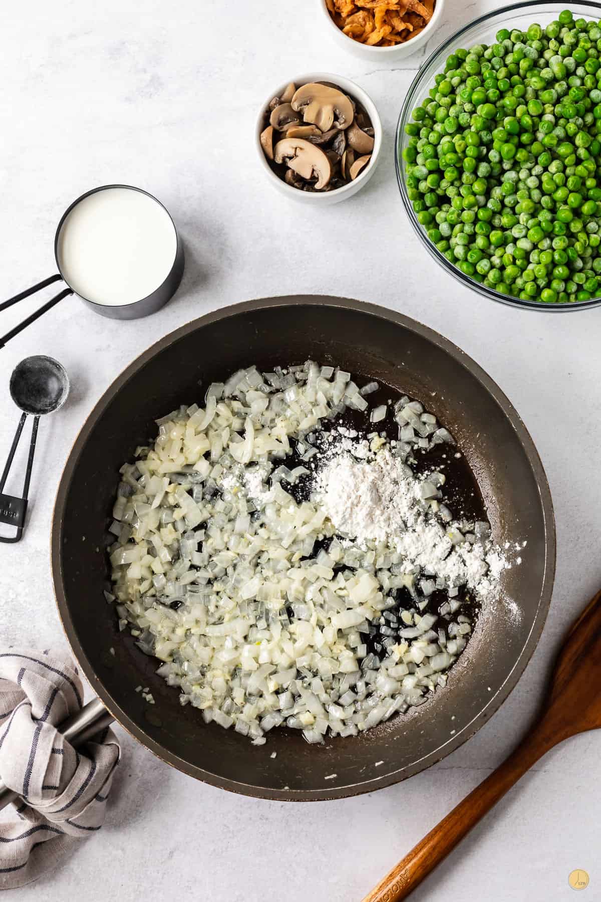 pan with butter and onions