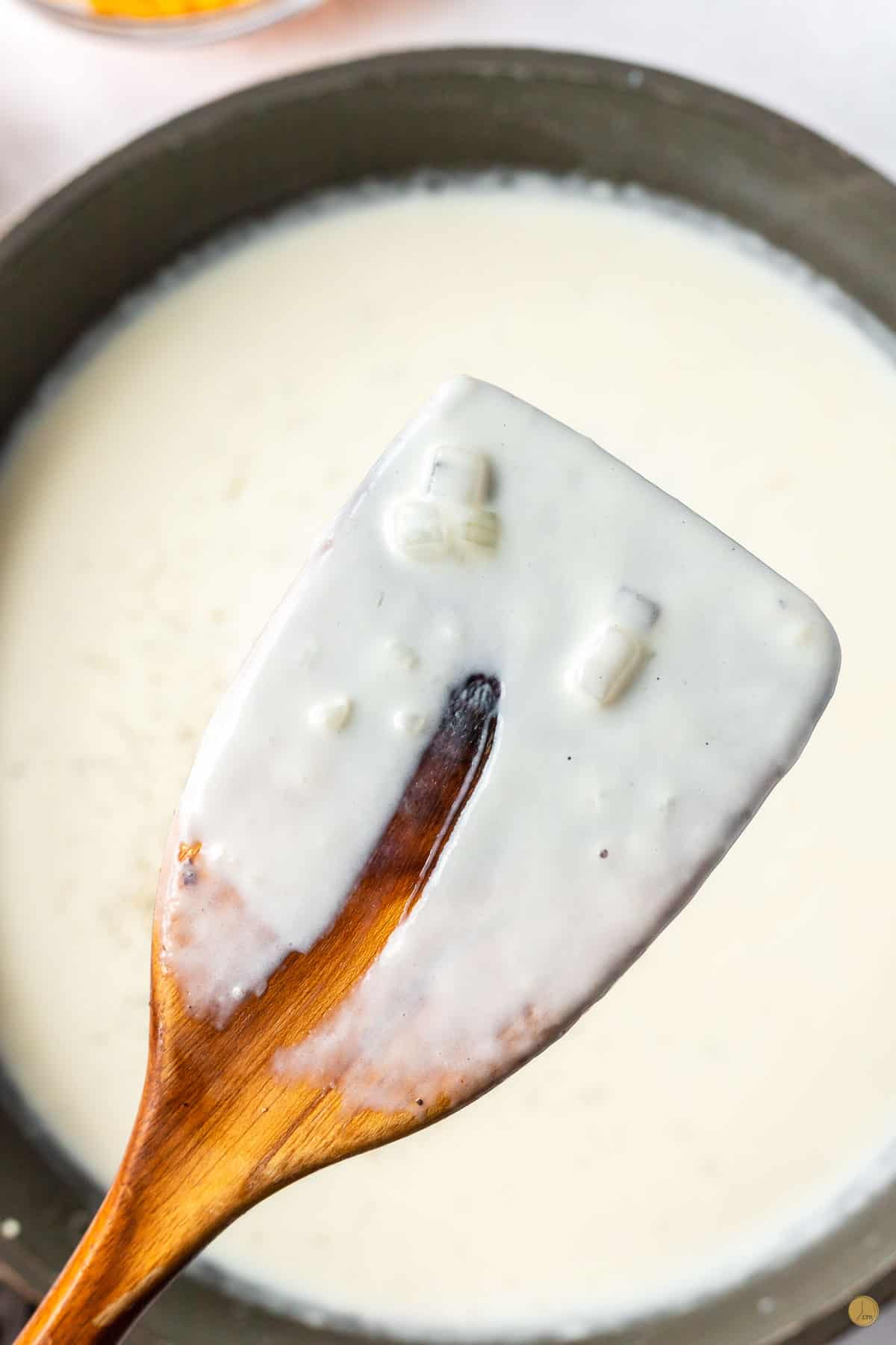 spatula with cream sauce