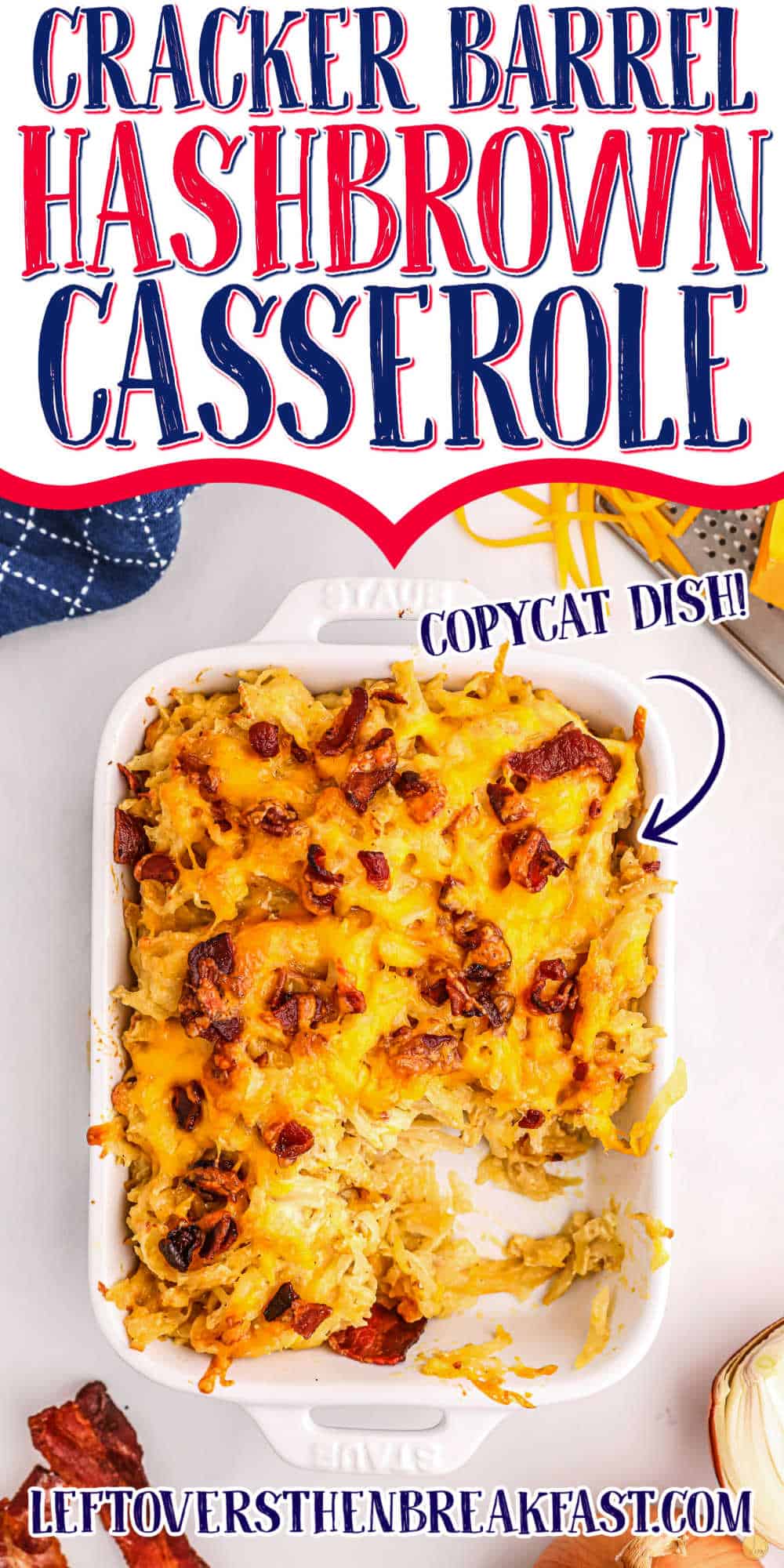 casserole with text "cracker barrel hashbrown casserole"