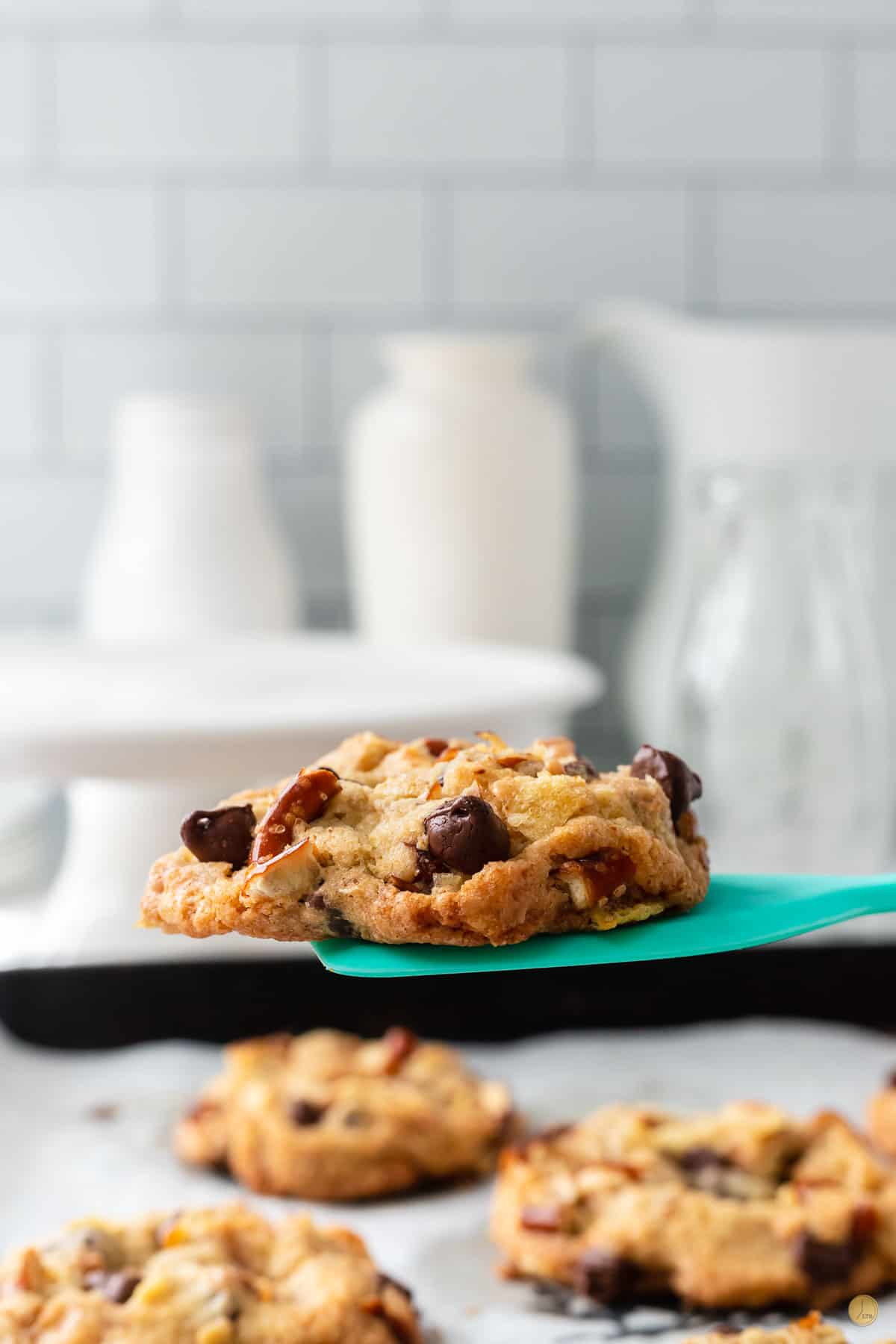 kitchen sink cookie on a spatula