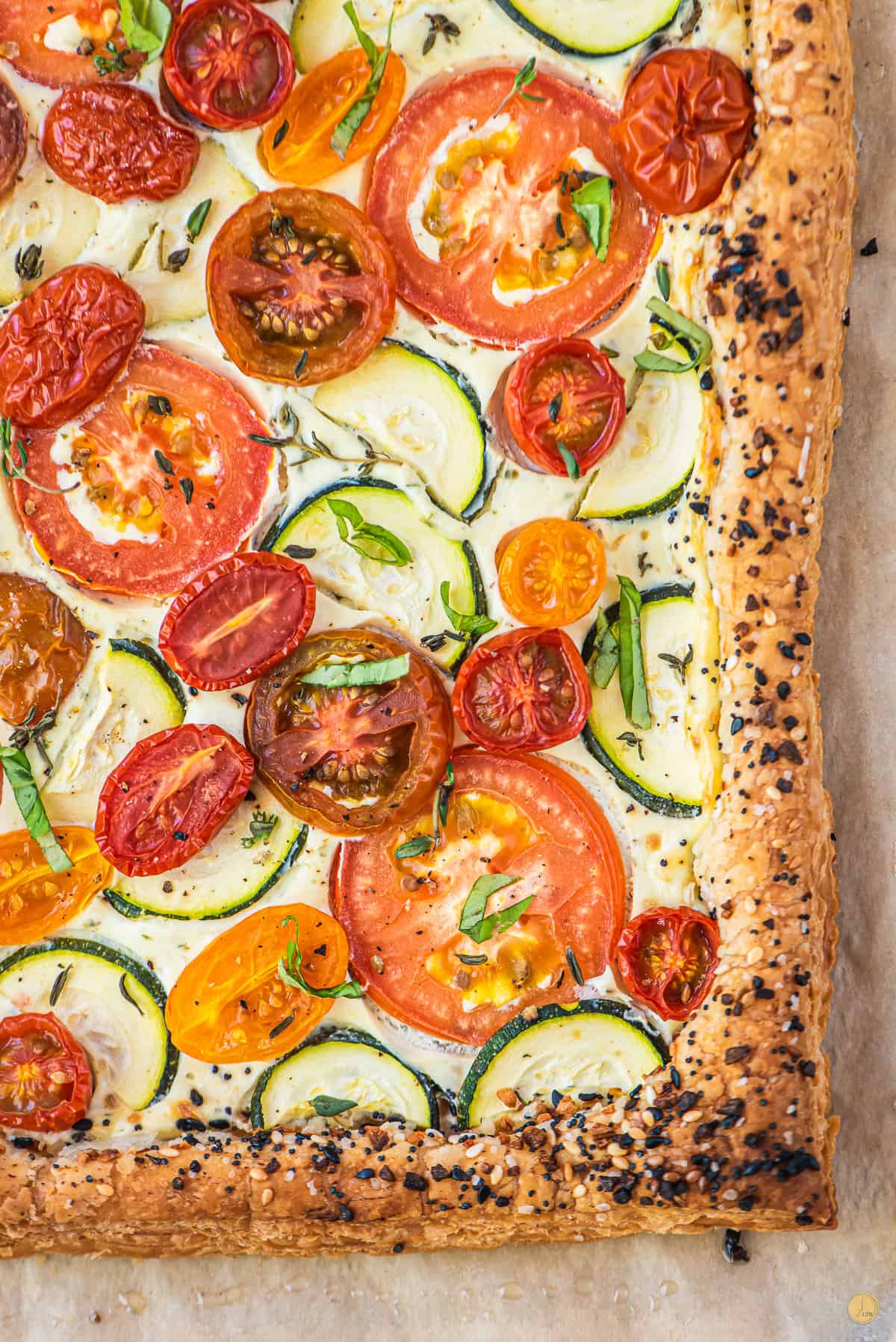 close up of tomato tart