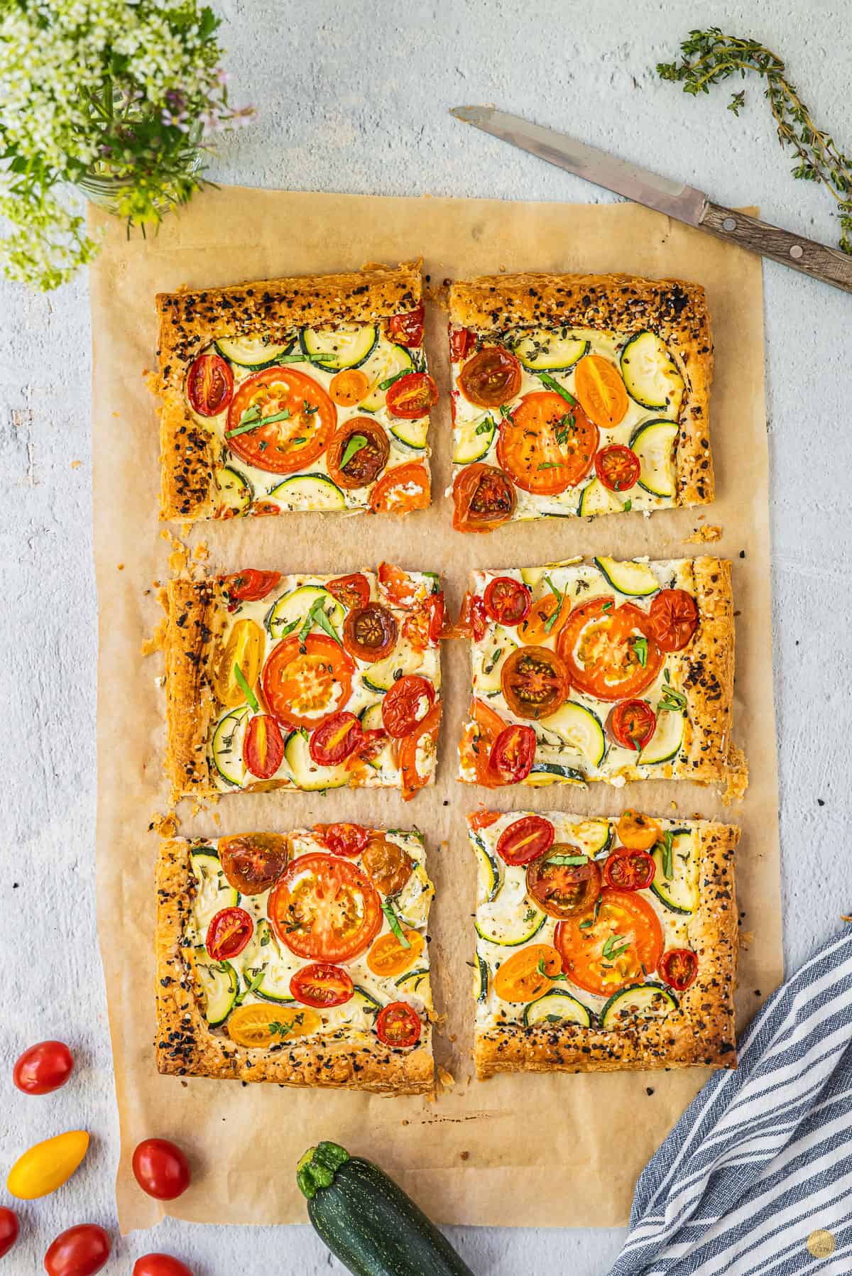 tomato tart cut into pieces