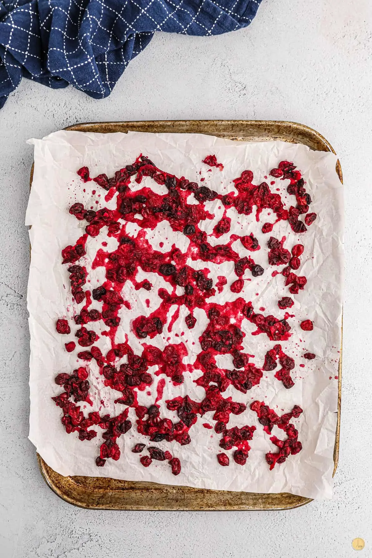 dried cranberries on a baking sheet