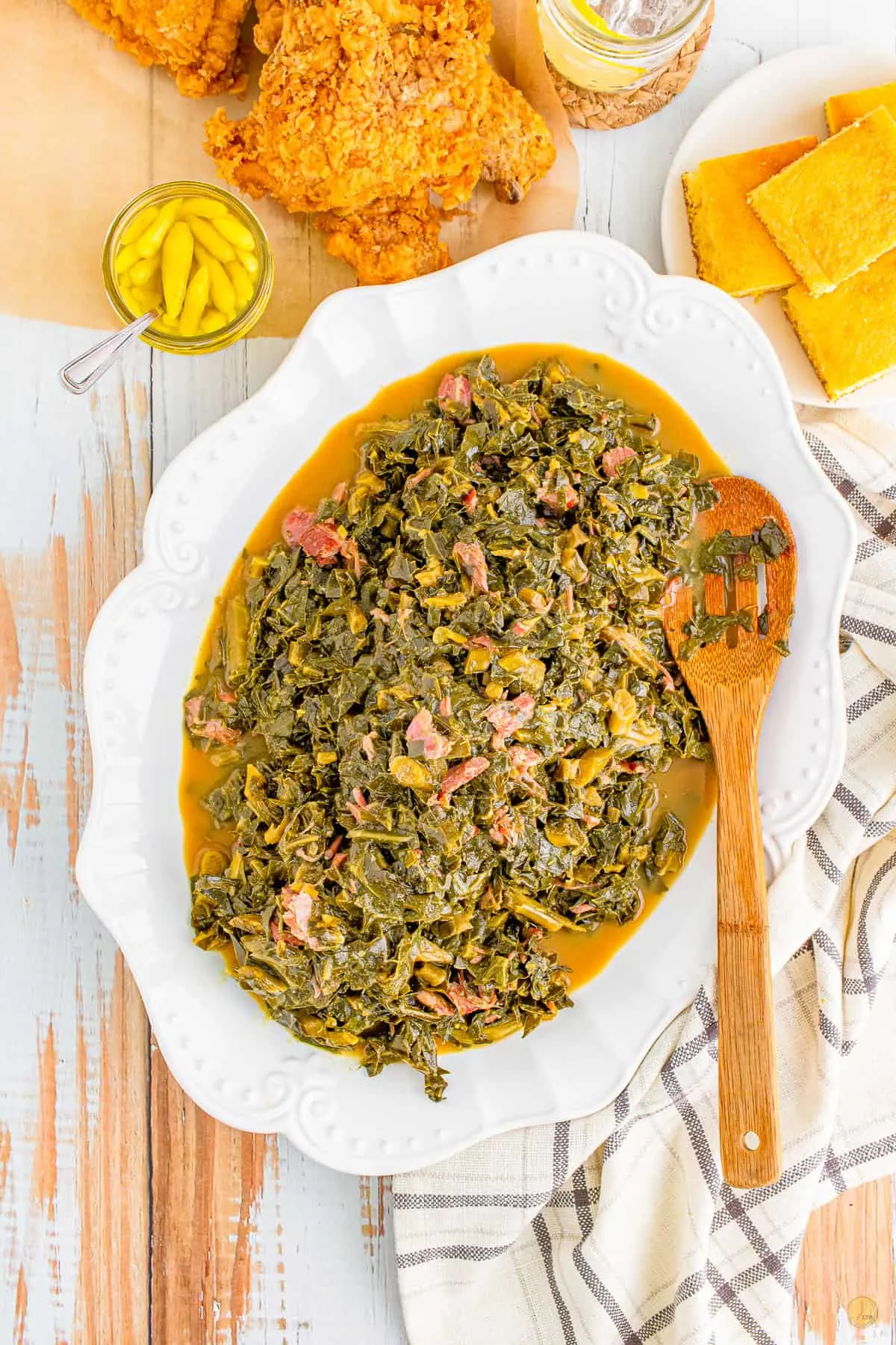 platter of collard greens