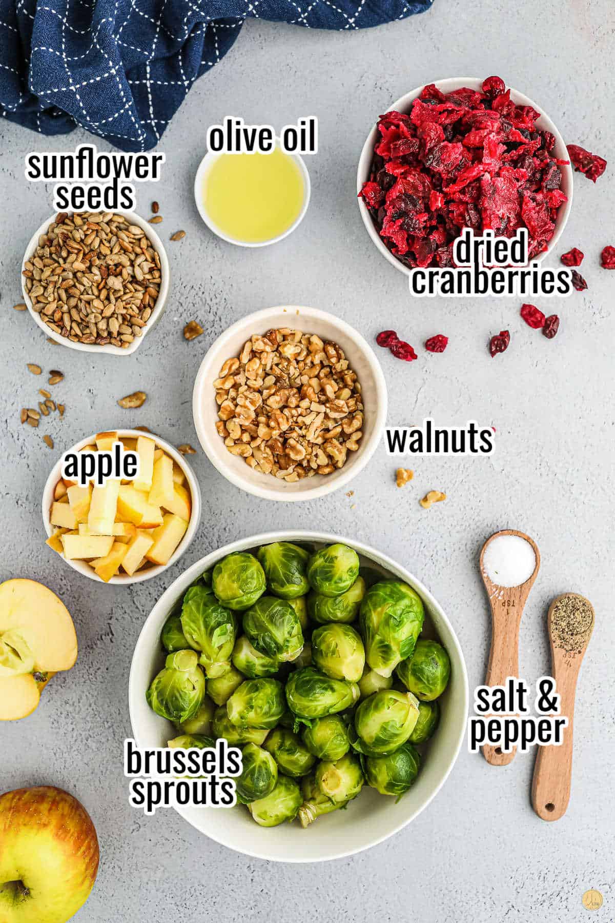 ingredients for a roasted brussels sprouts salad