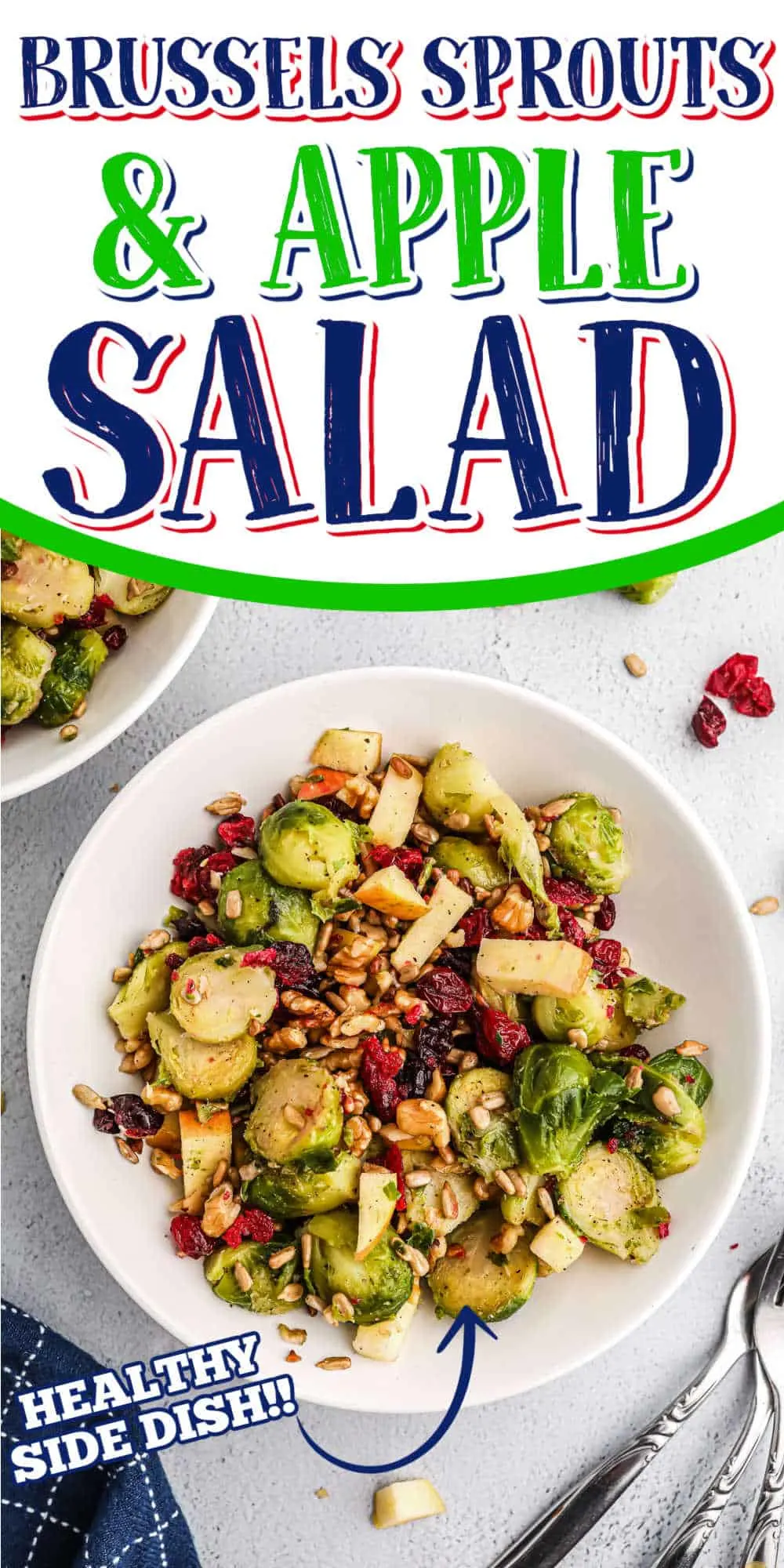 salad with text "brussels sprouts & apple salad"