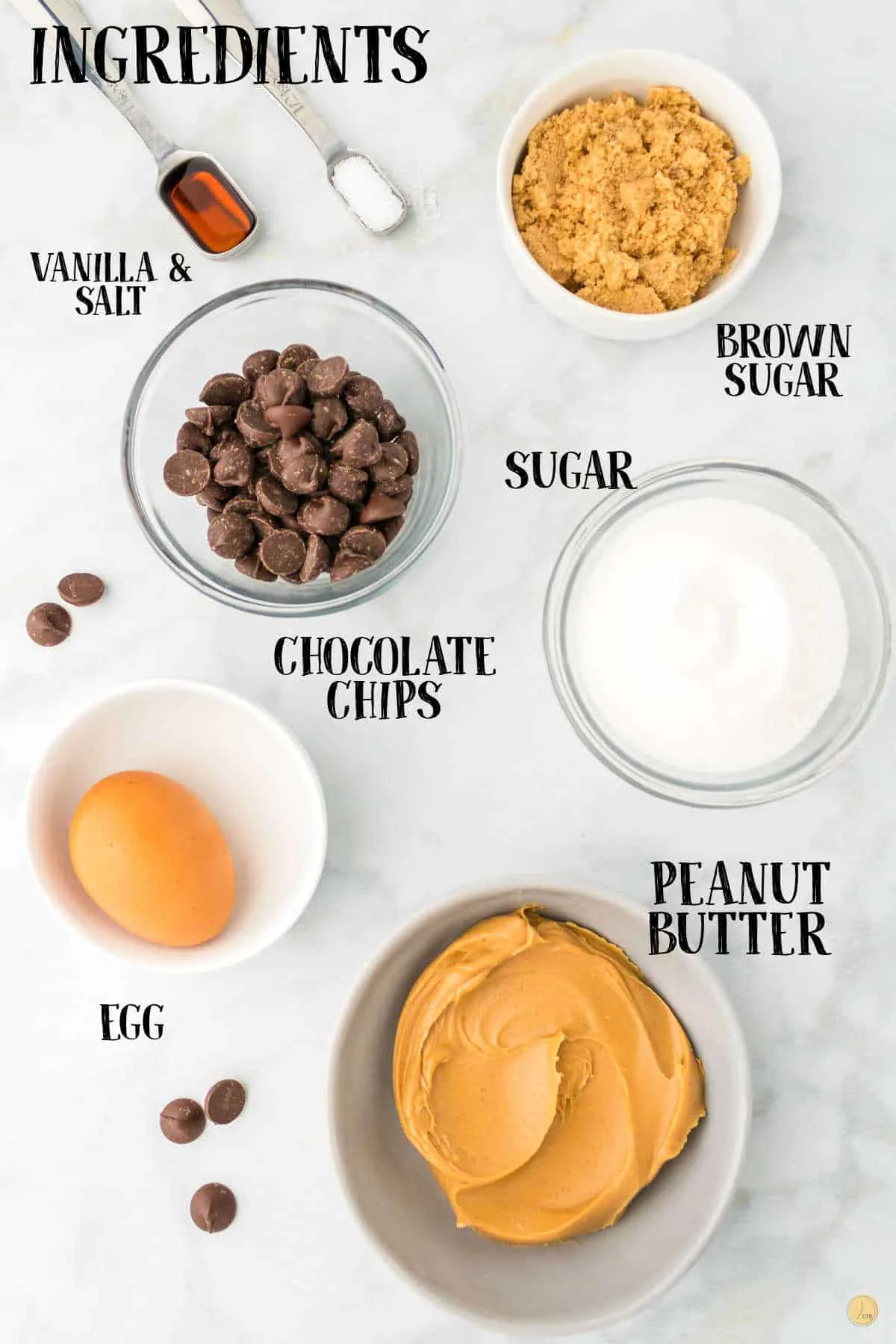 labeled picture of peanut butter cookie ingredients