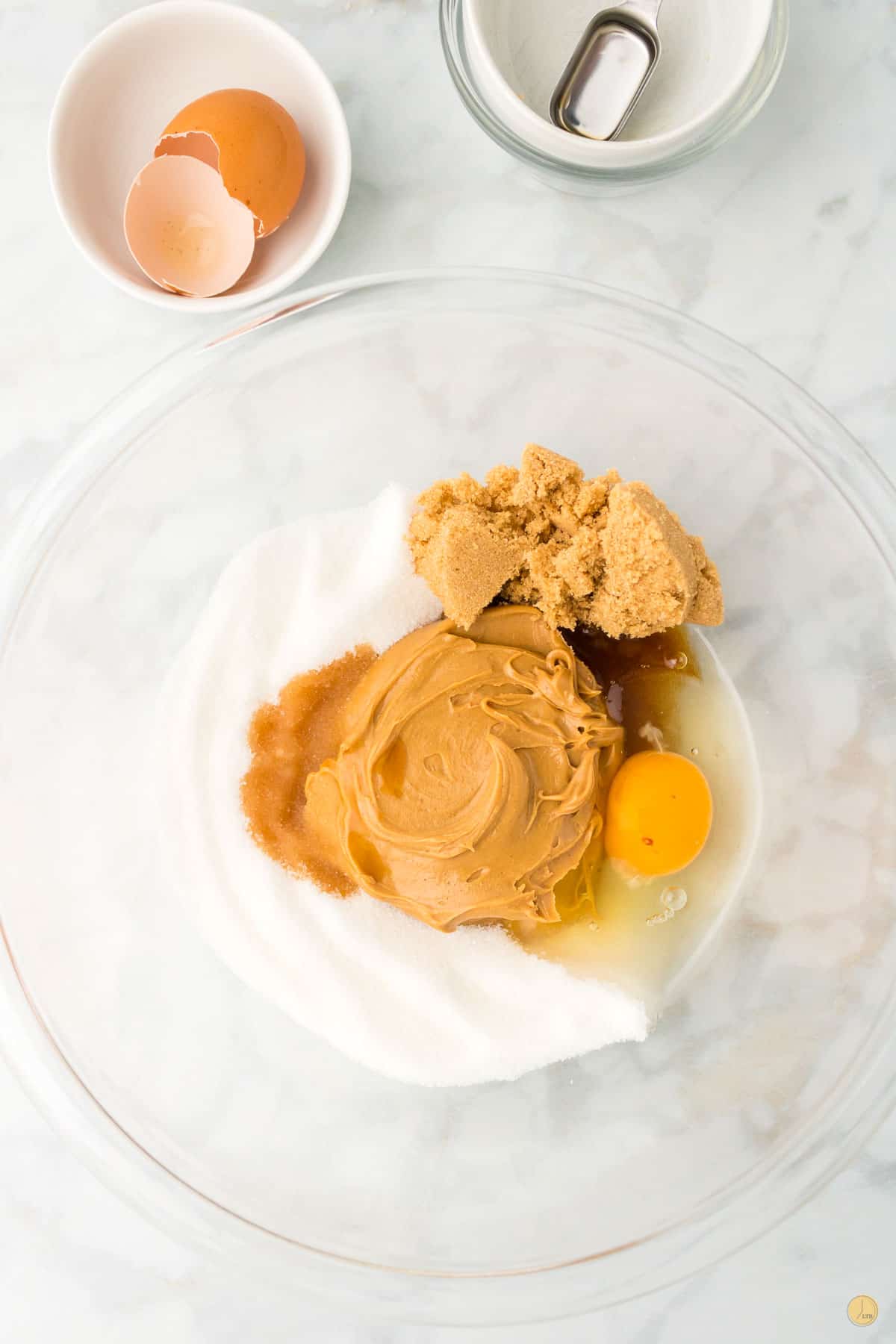 peanut butter and sugar in a bowl