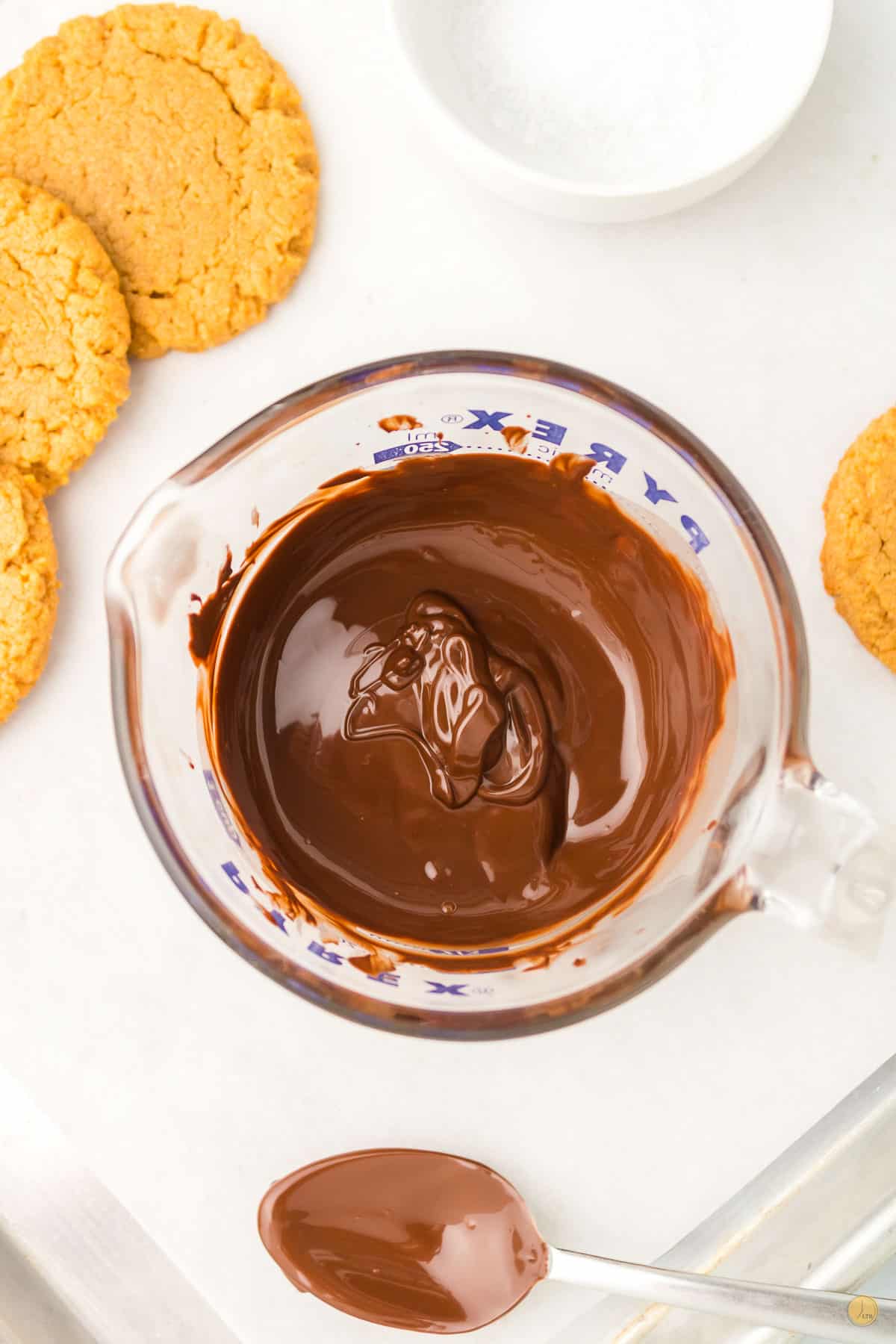 melted chocolate in a glass measuring cup