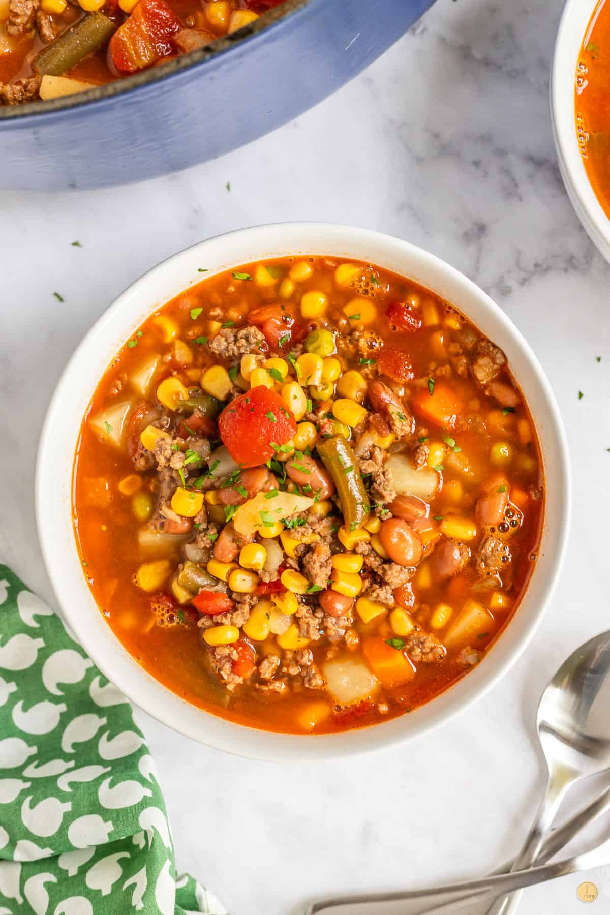 bowl of cowboy hamburger soup recipe