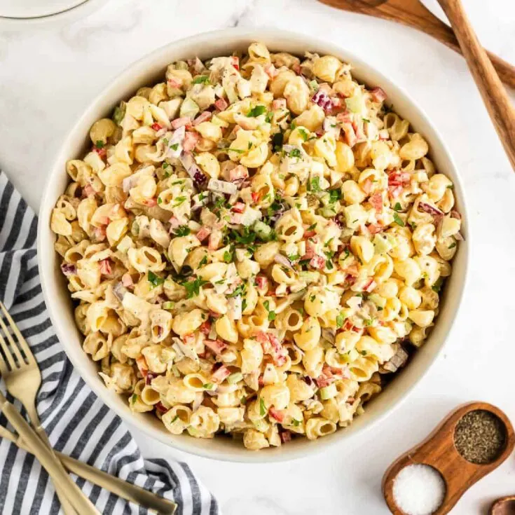 The BEST Chicken Macaroni Salad