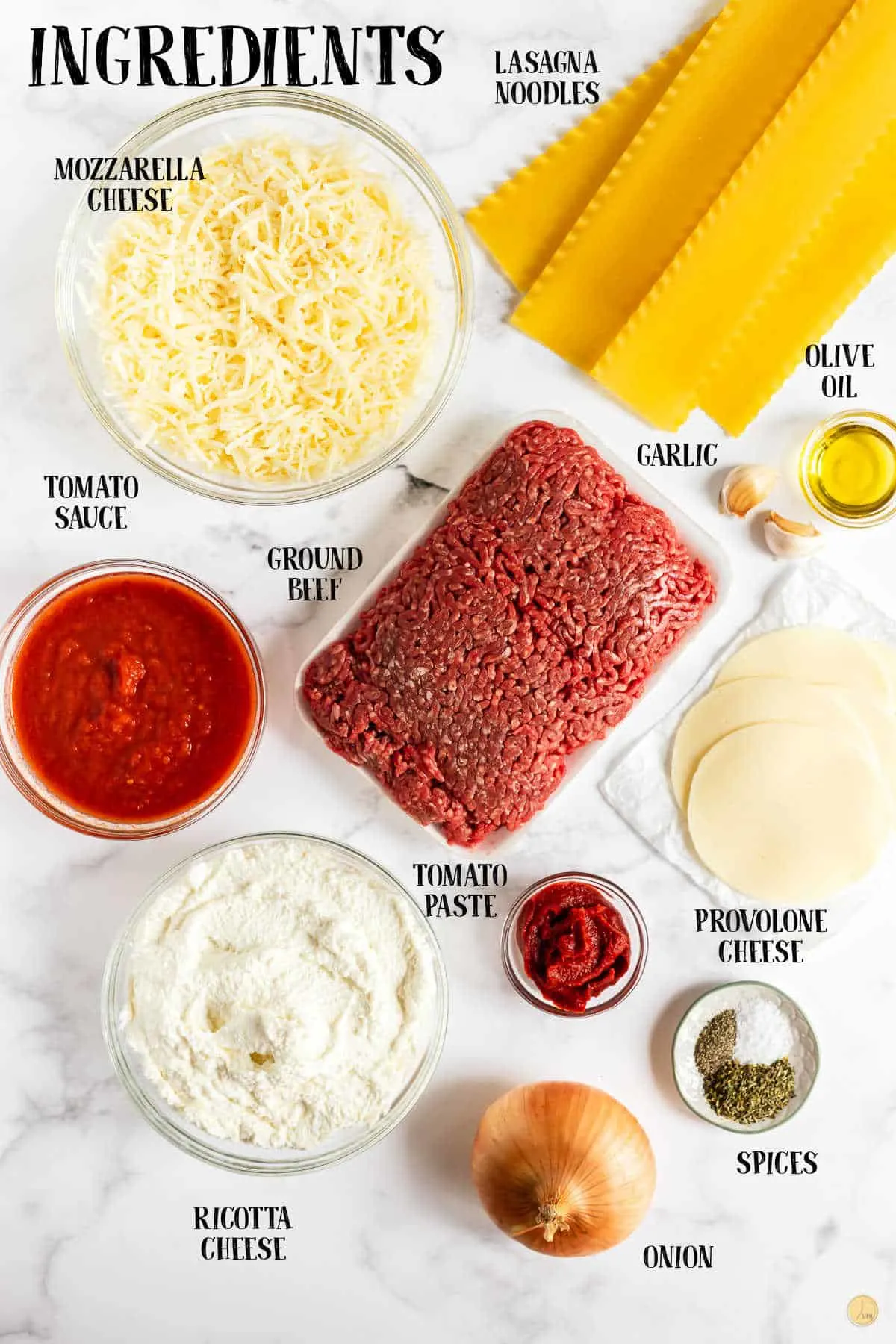 labeled picture of lasagna ingredients