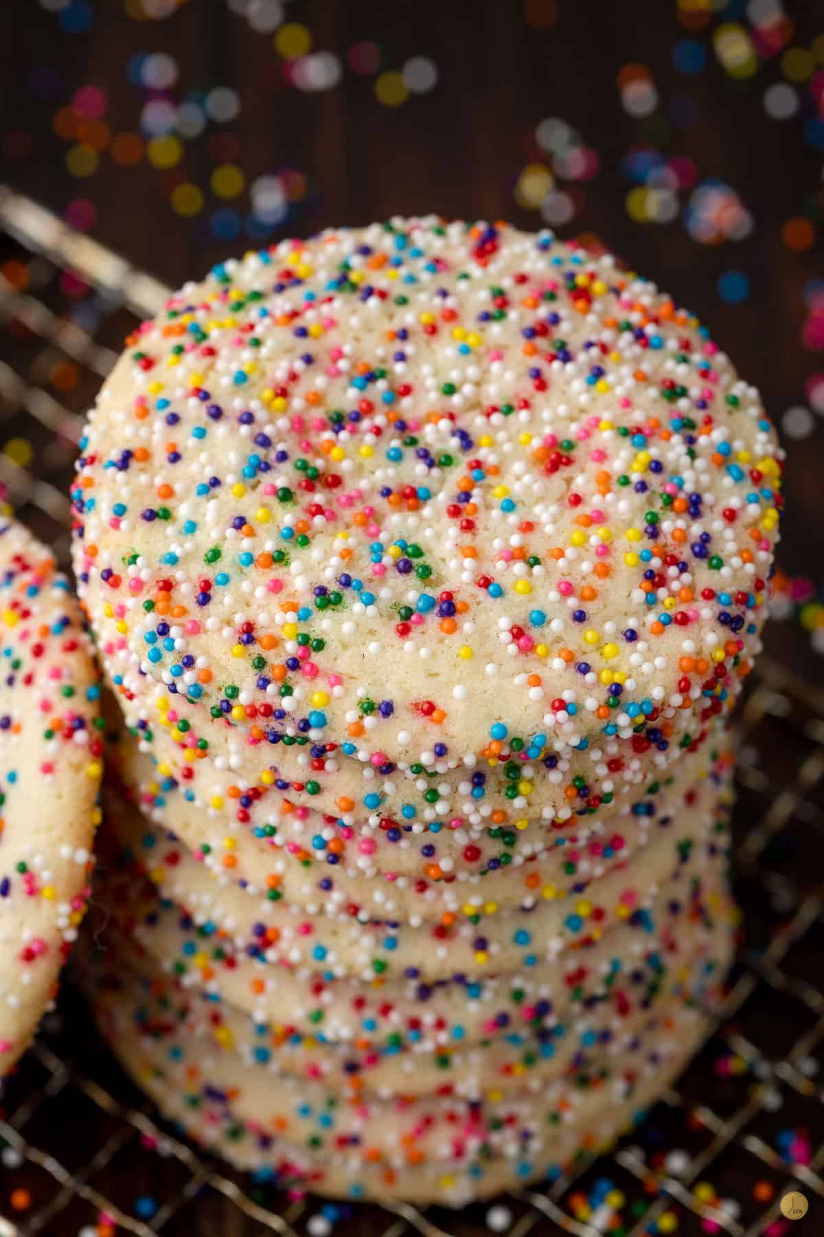 stack of sprinkle cookies