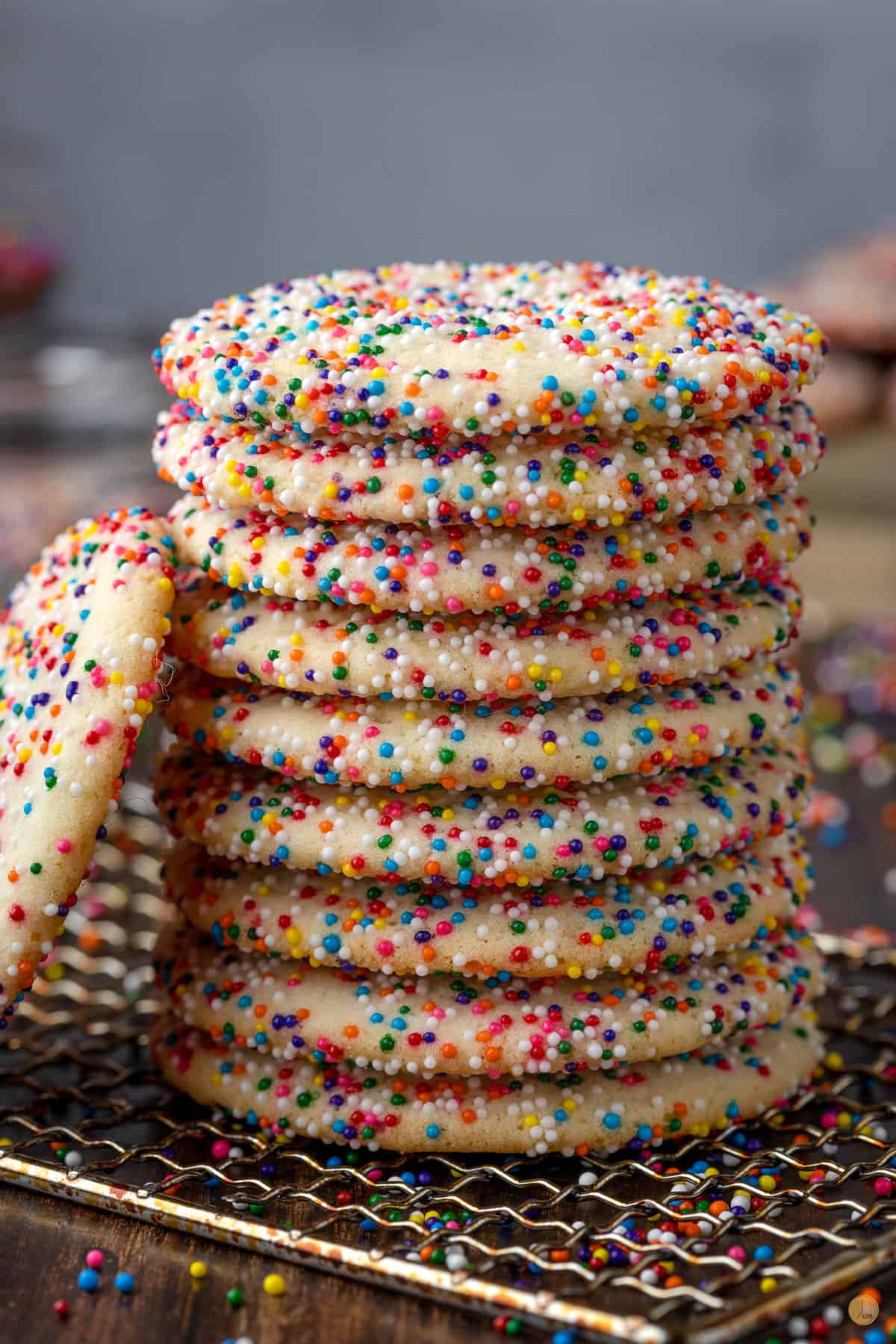 stack of sprinkle cookies