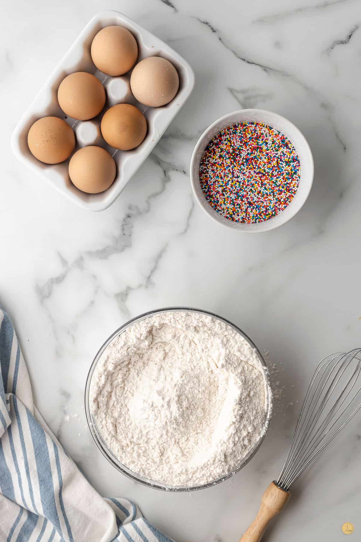 dry cookie ingredients in a bowl