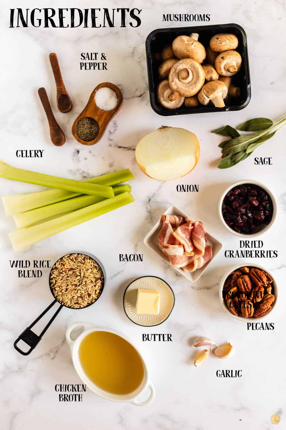 remaining ingredients for wild rice stuffing