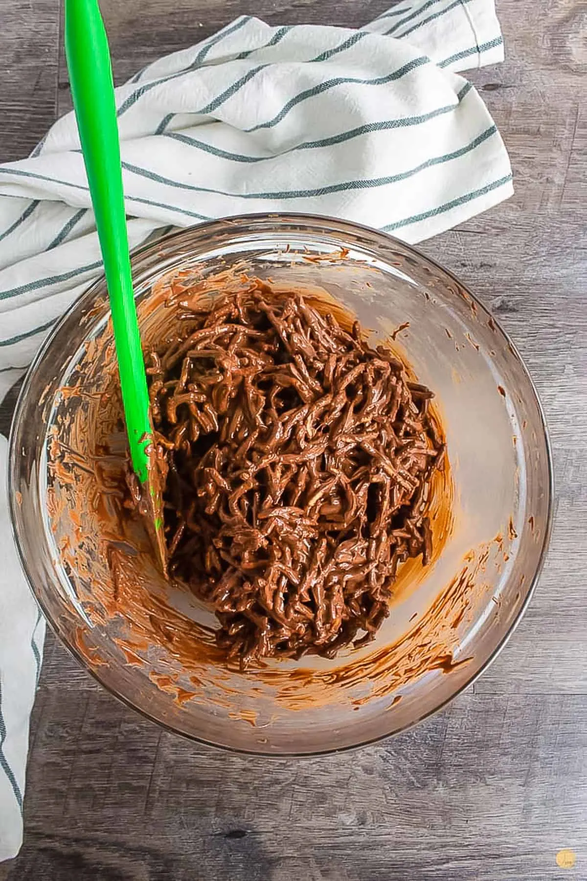chow mein noodles in a bowl with chocolate