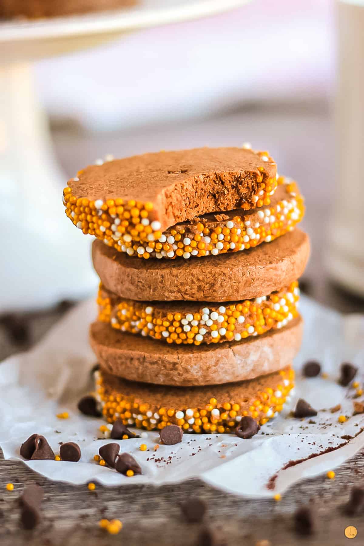 stack of chocolate icebox cookies