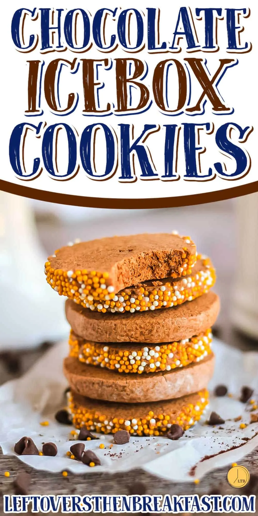 stack of cookies with text "chocolate espresso icebox cookie"