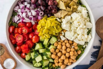 overhead picture of bowl of chopped salad