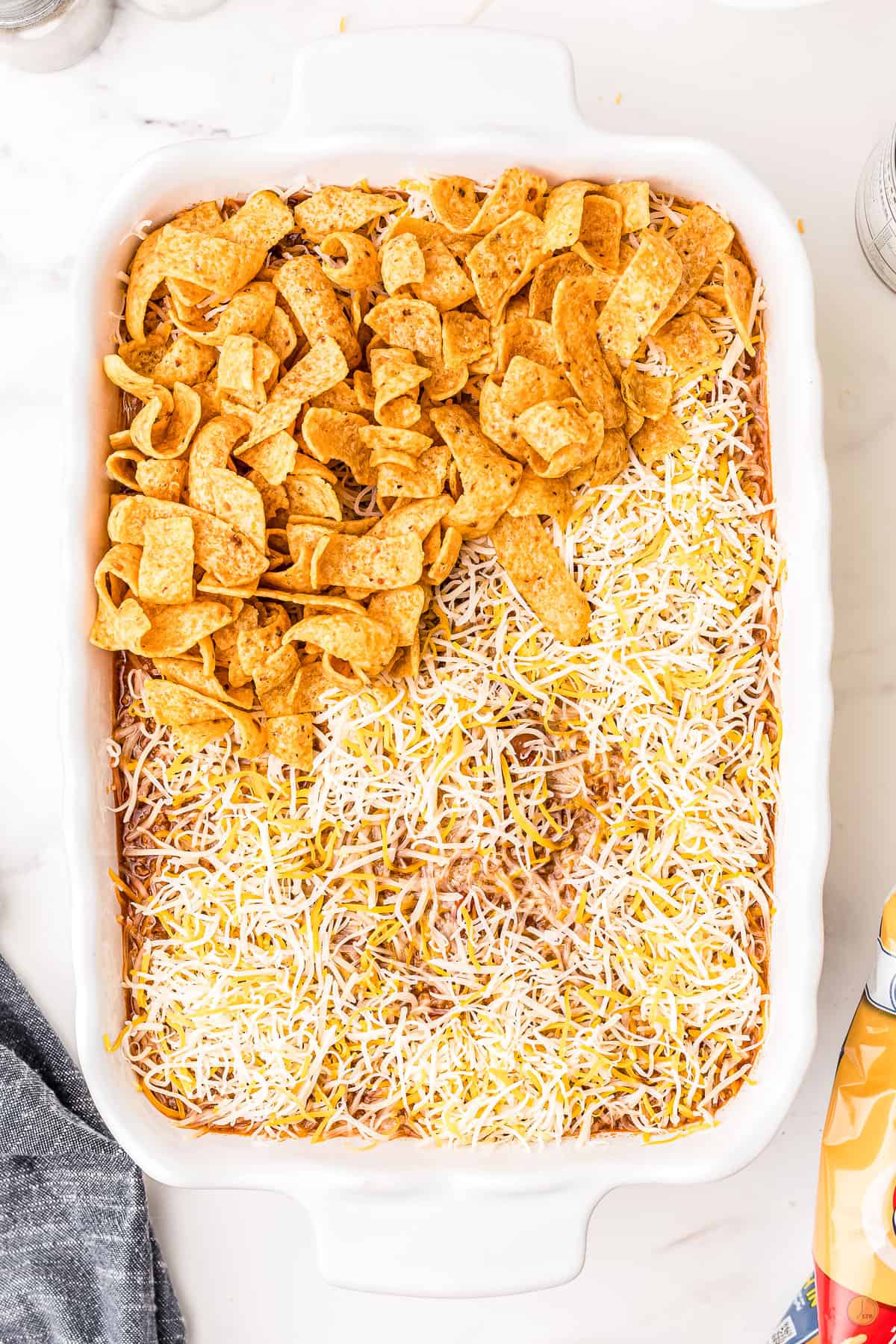 fritos and cheese in dish