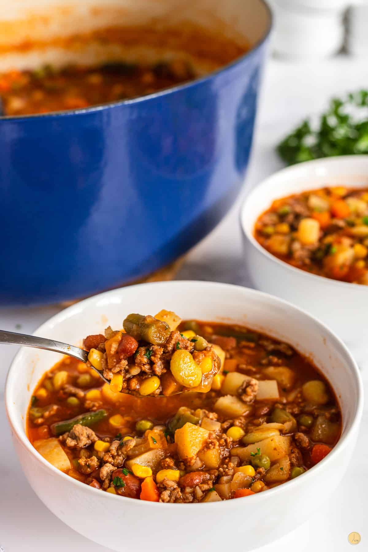 pot of stew with a spoonful