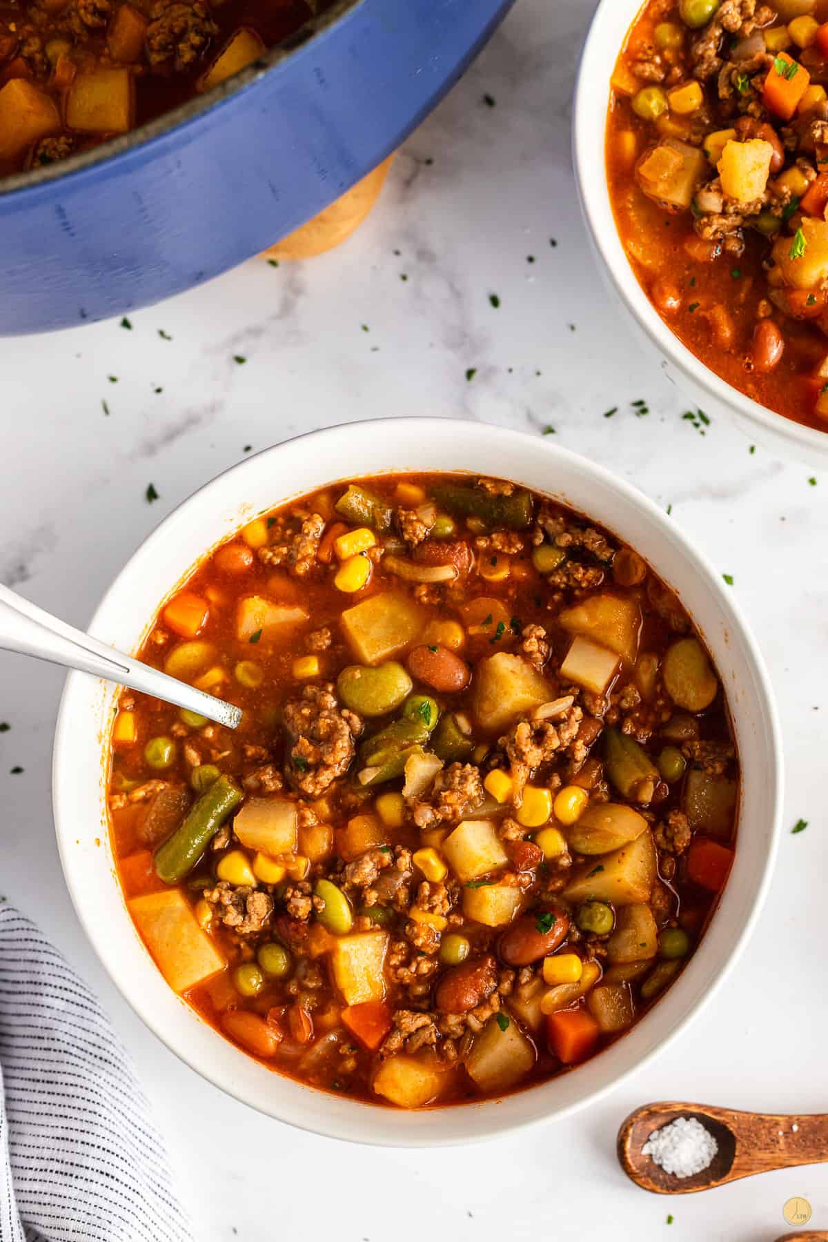two bowls of an easy recipe for hobo stew