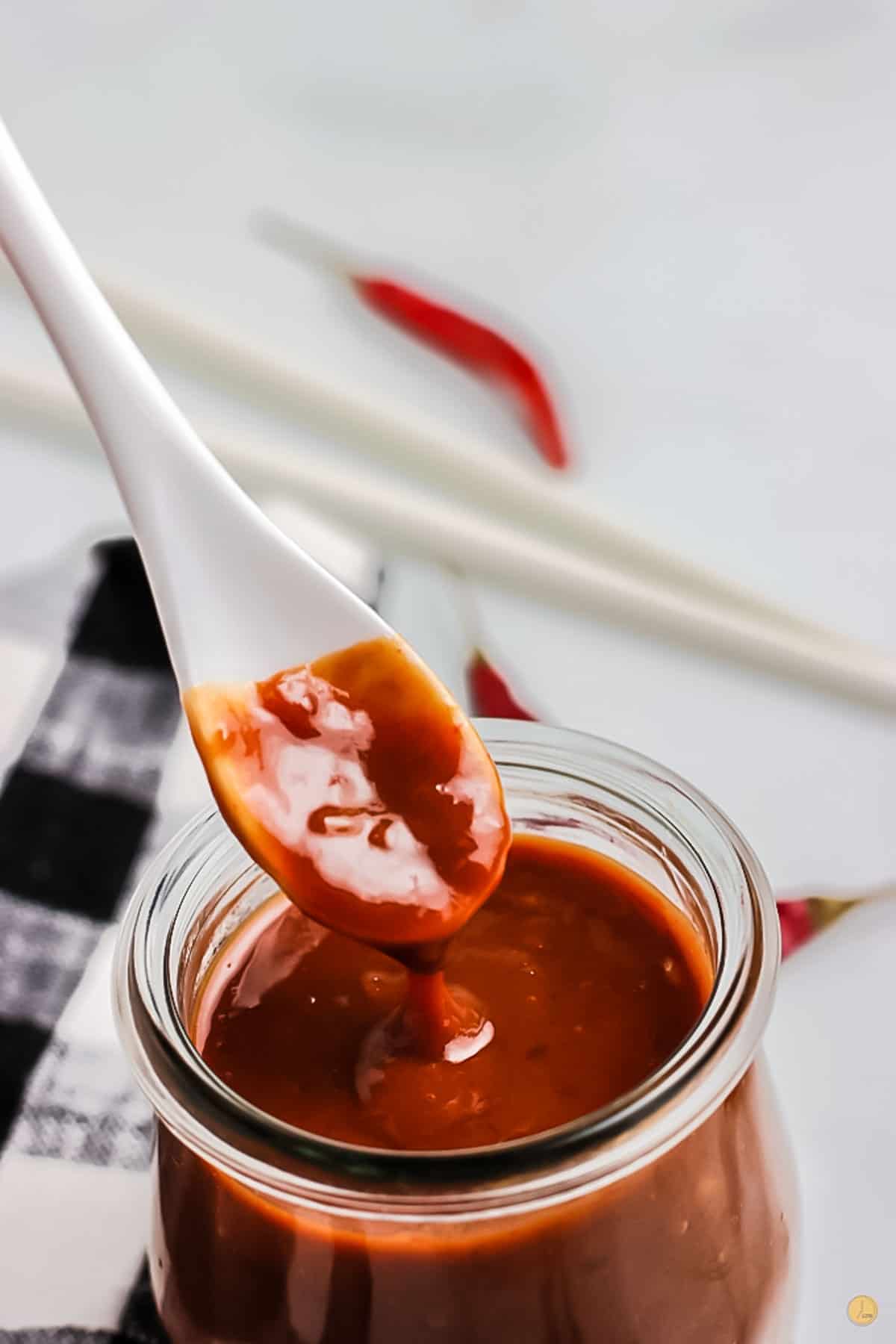 spoon of hoisin sauce