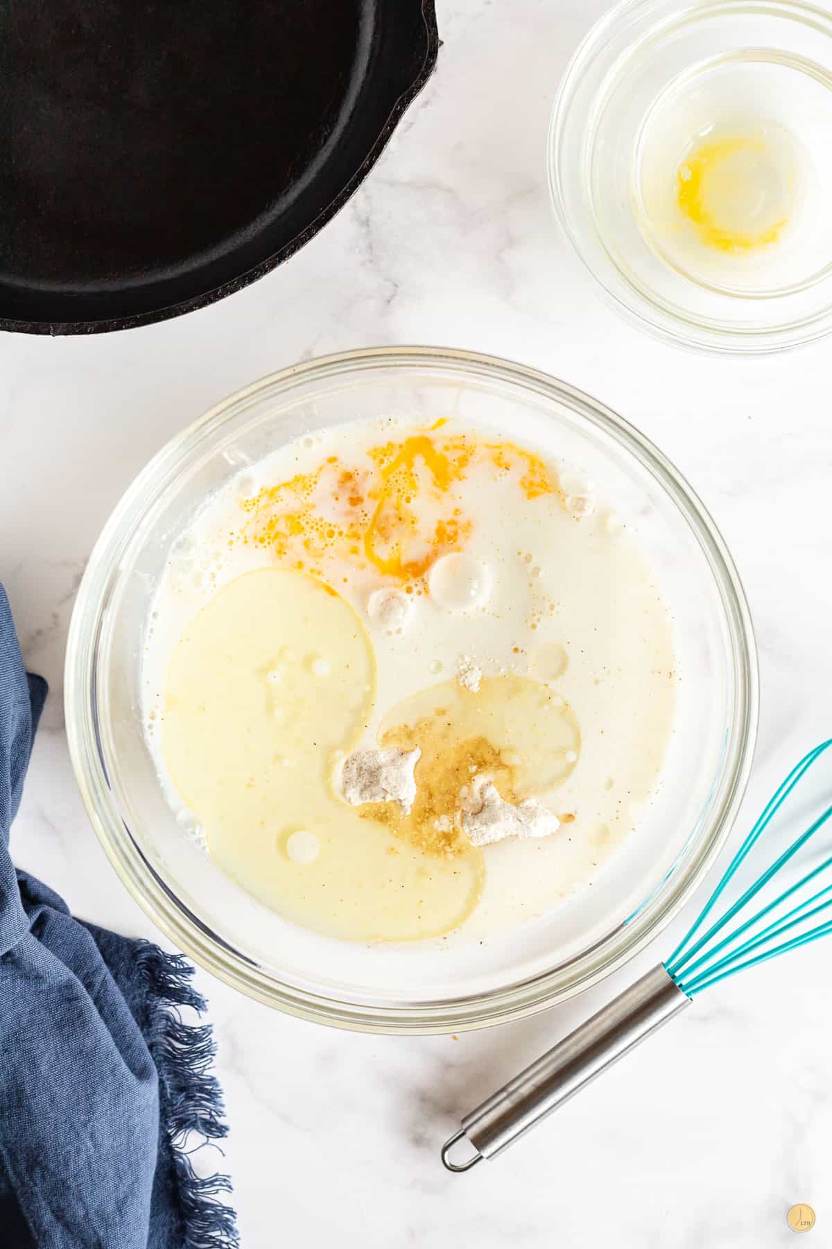 cornbread mix and eggs in a bowl