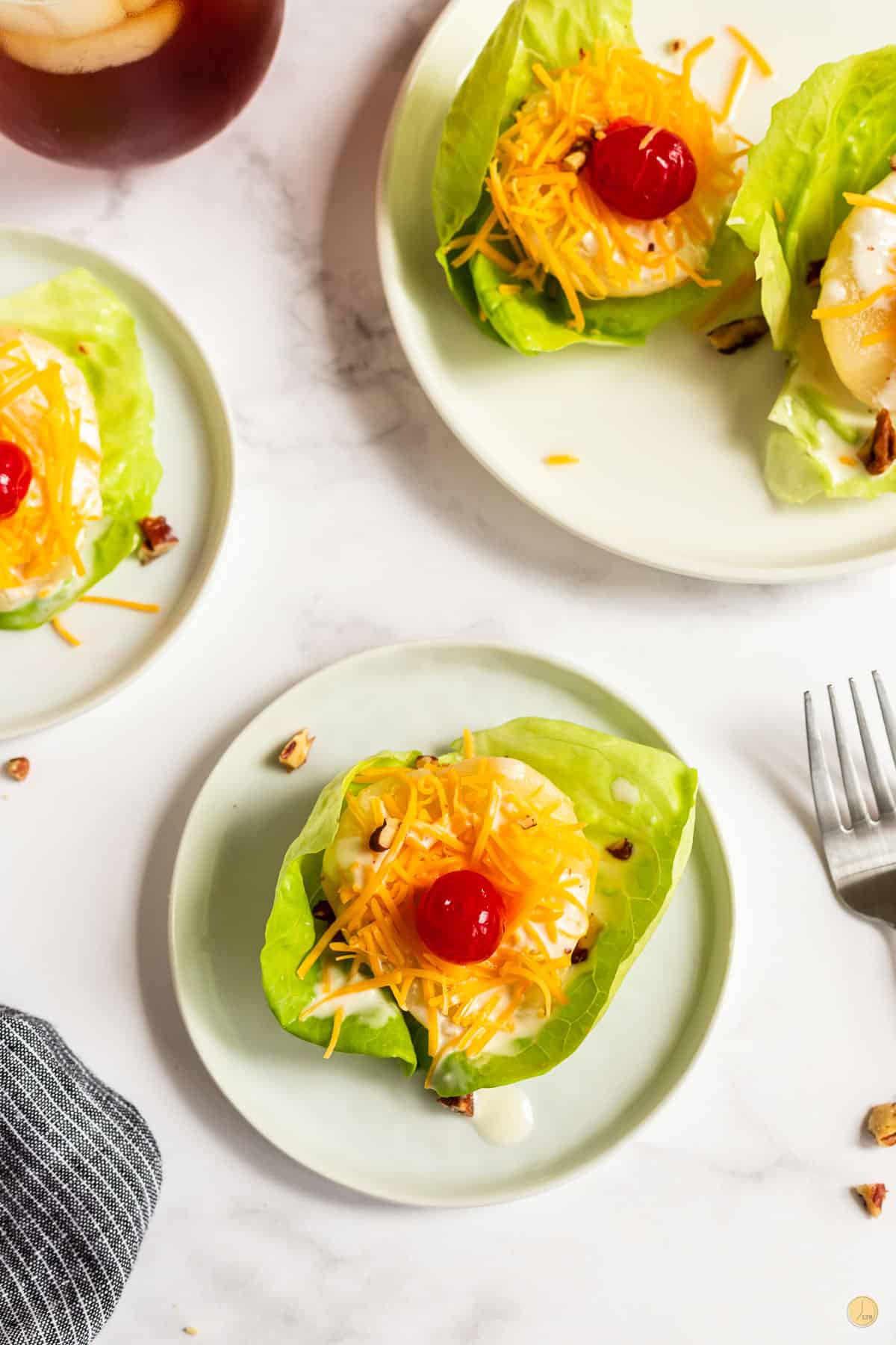 plates of pear salad