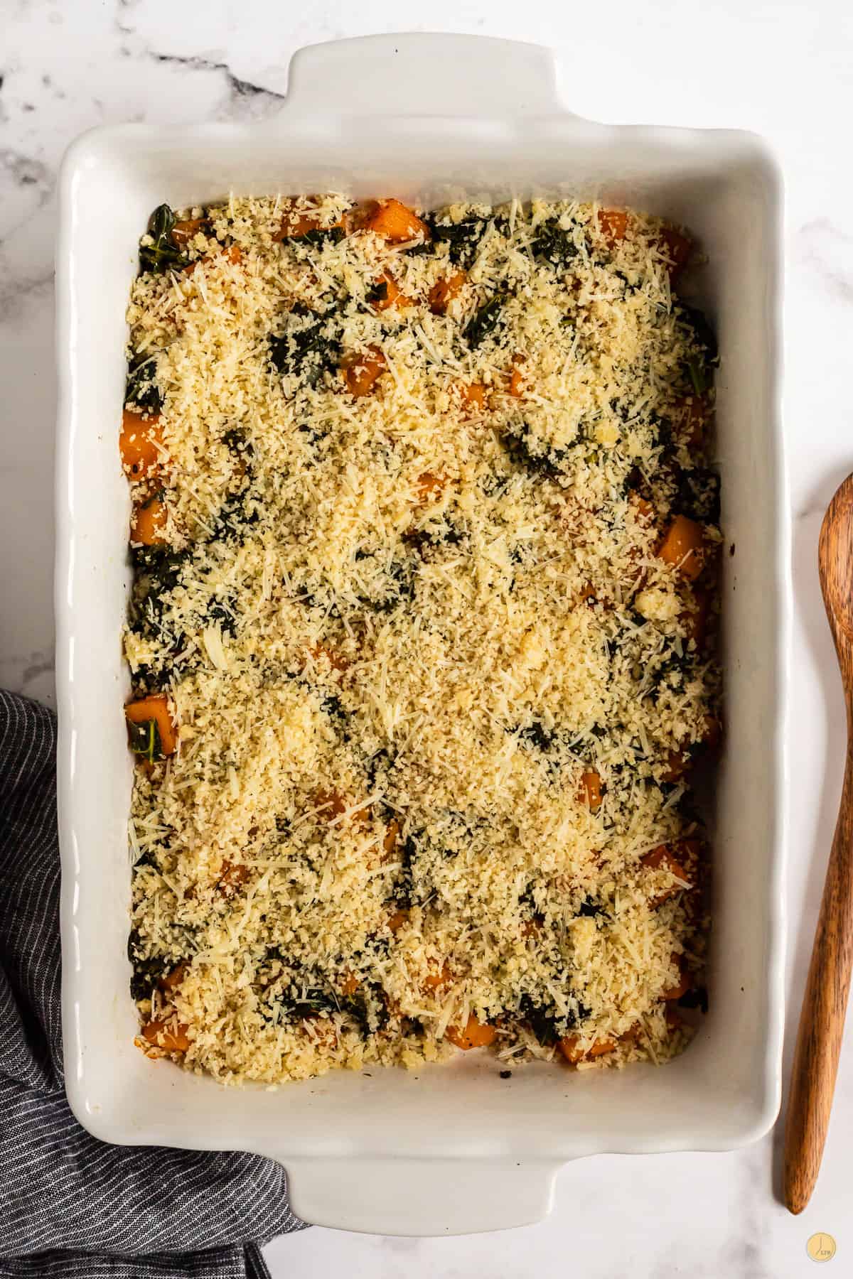 crumb topping on a casserole