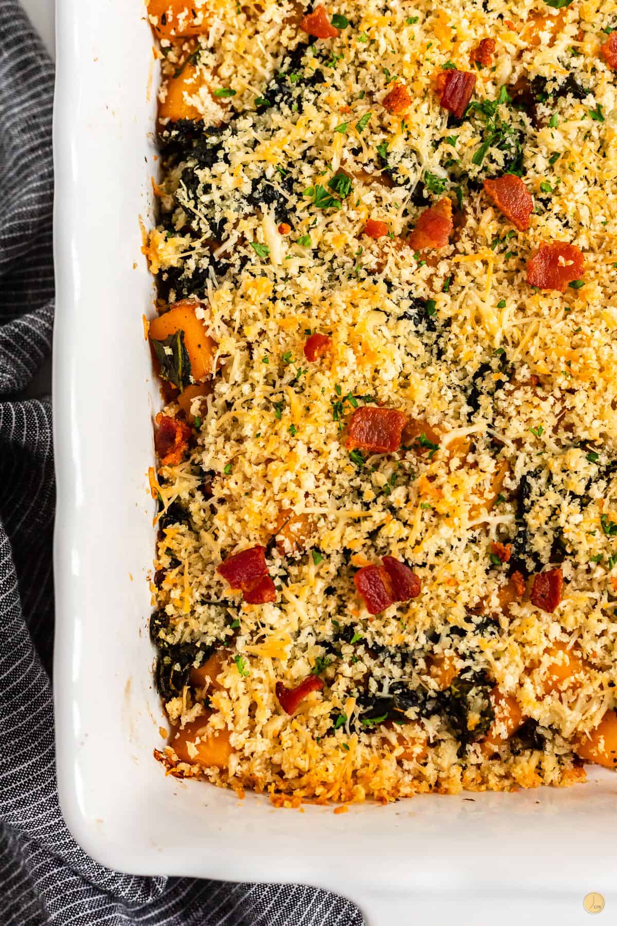 butternut squash casserole in a dish