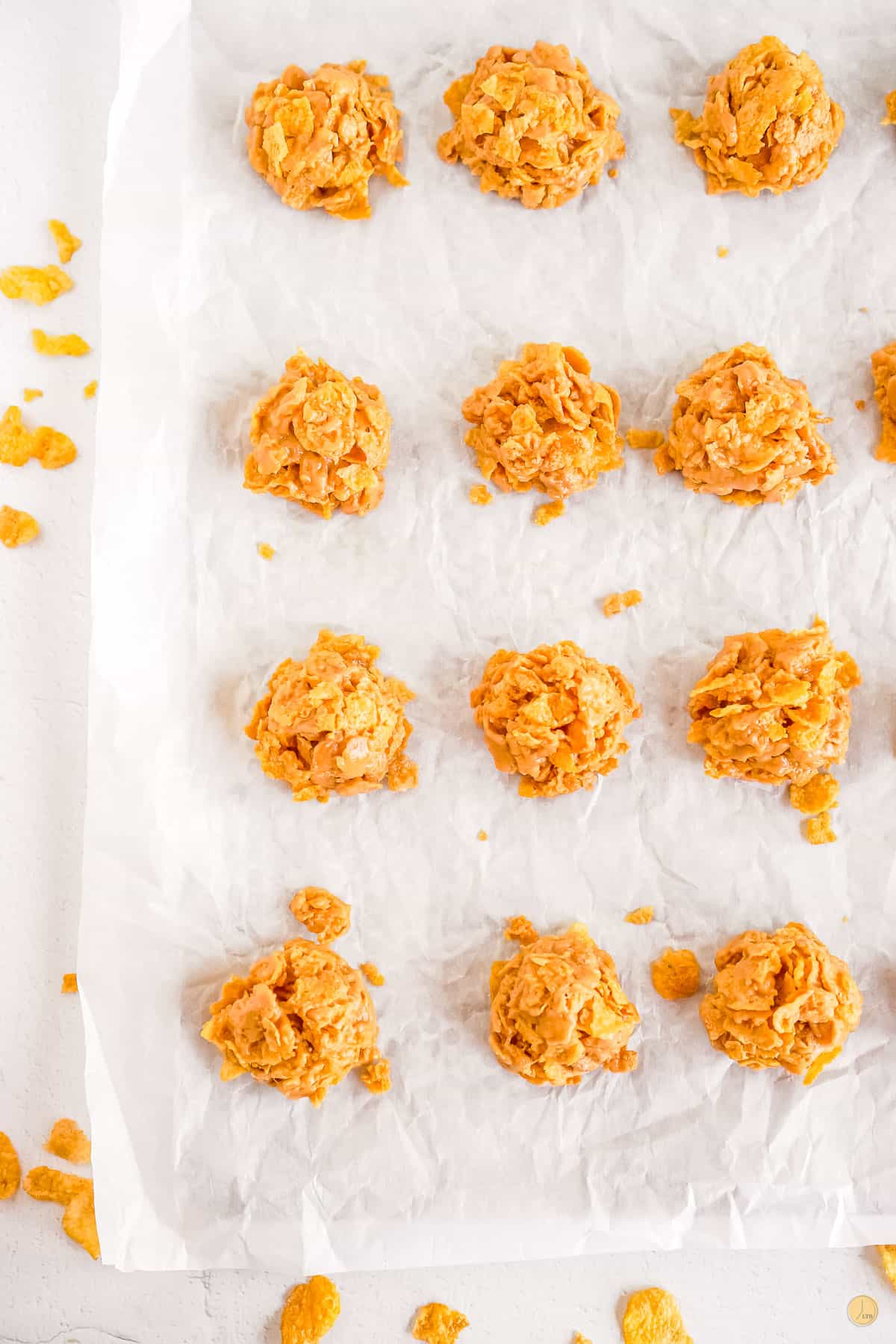 parchment paper with cornflake candy