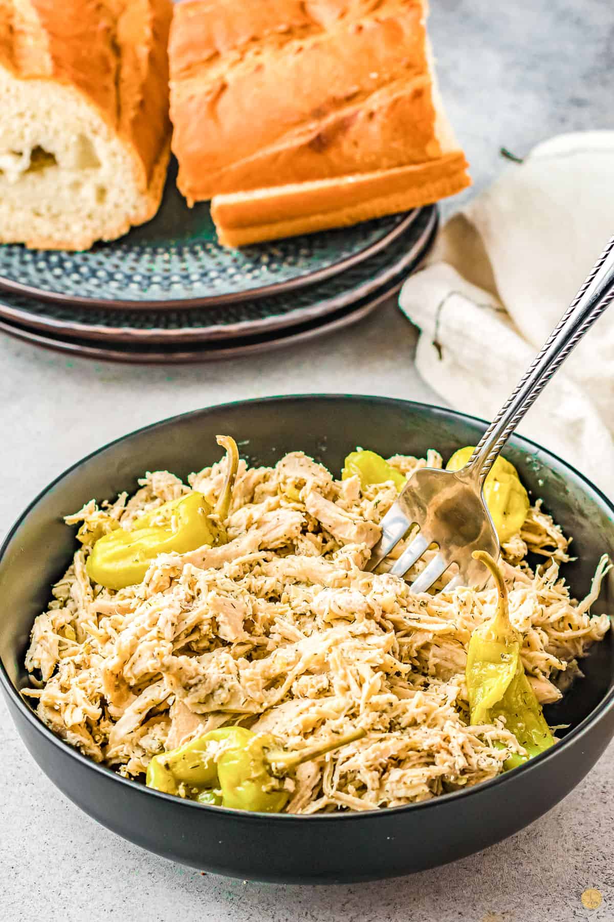 bowl of shredded chicken