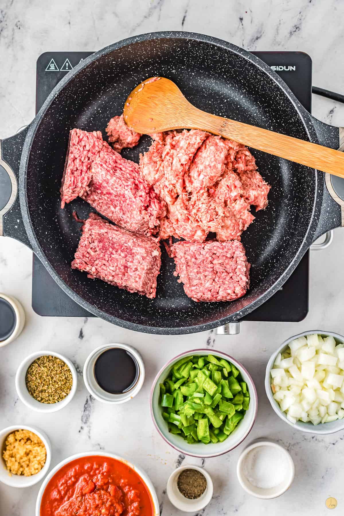 ground beef in a single pot