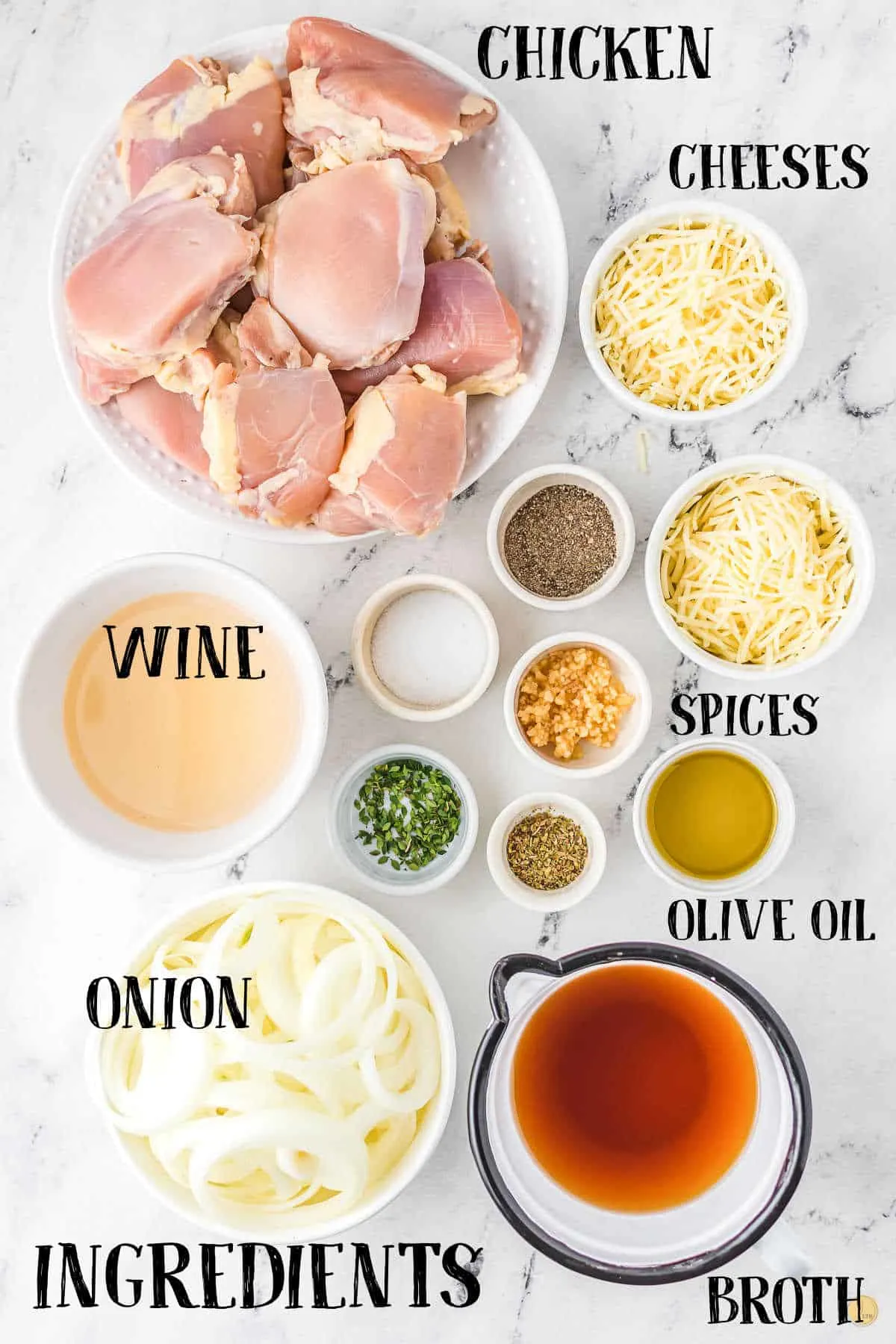 labeled picture of french onion chicken ingredients