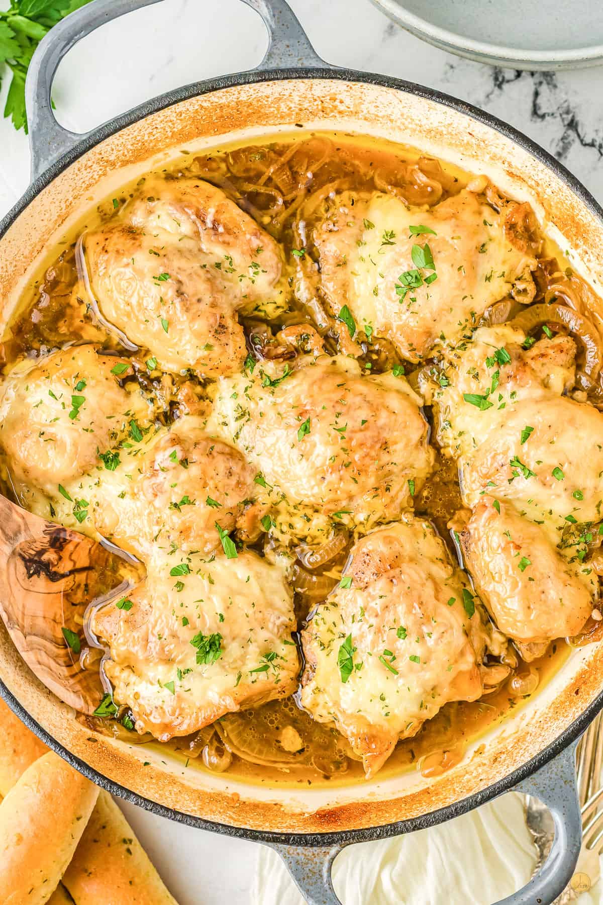 pan of french onion chicken