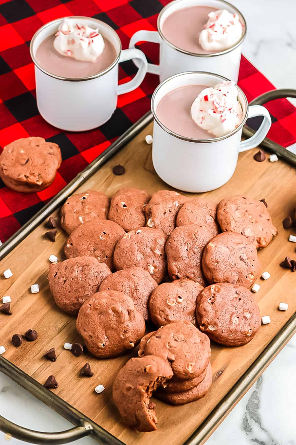 tray of cookies and hot cocoa