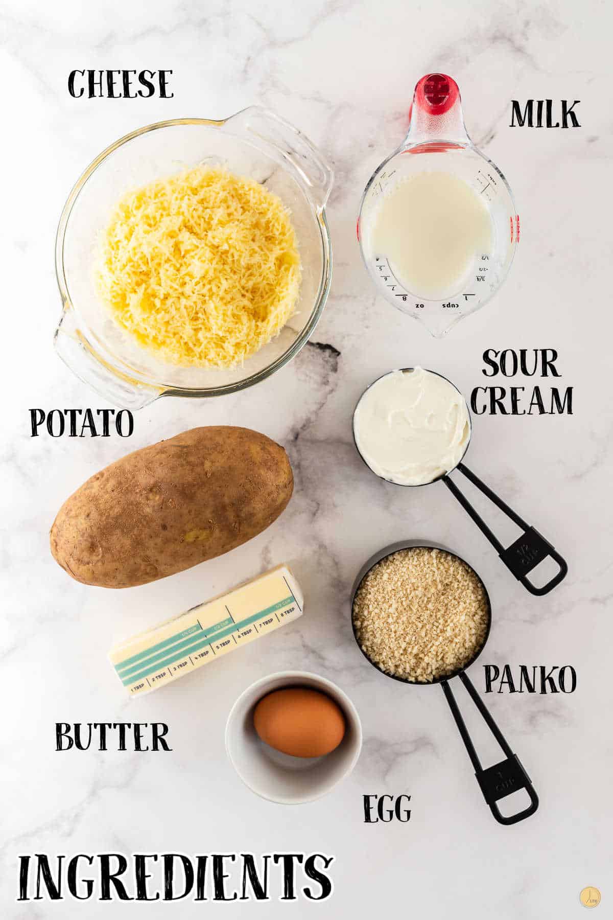 labeled picture of mashed potato gratin ingredients