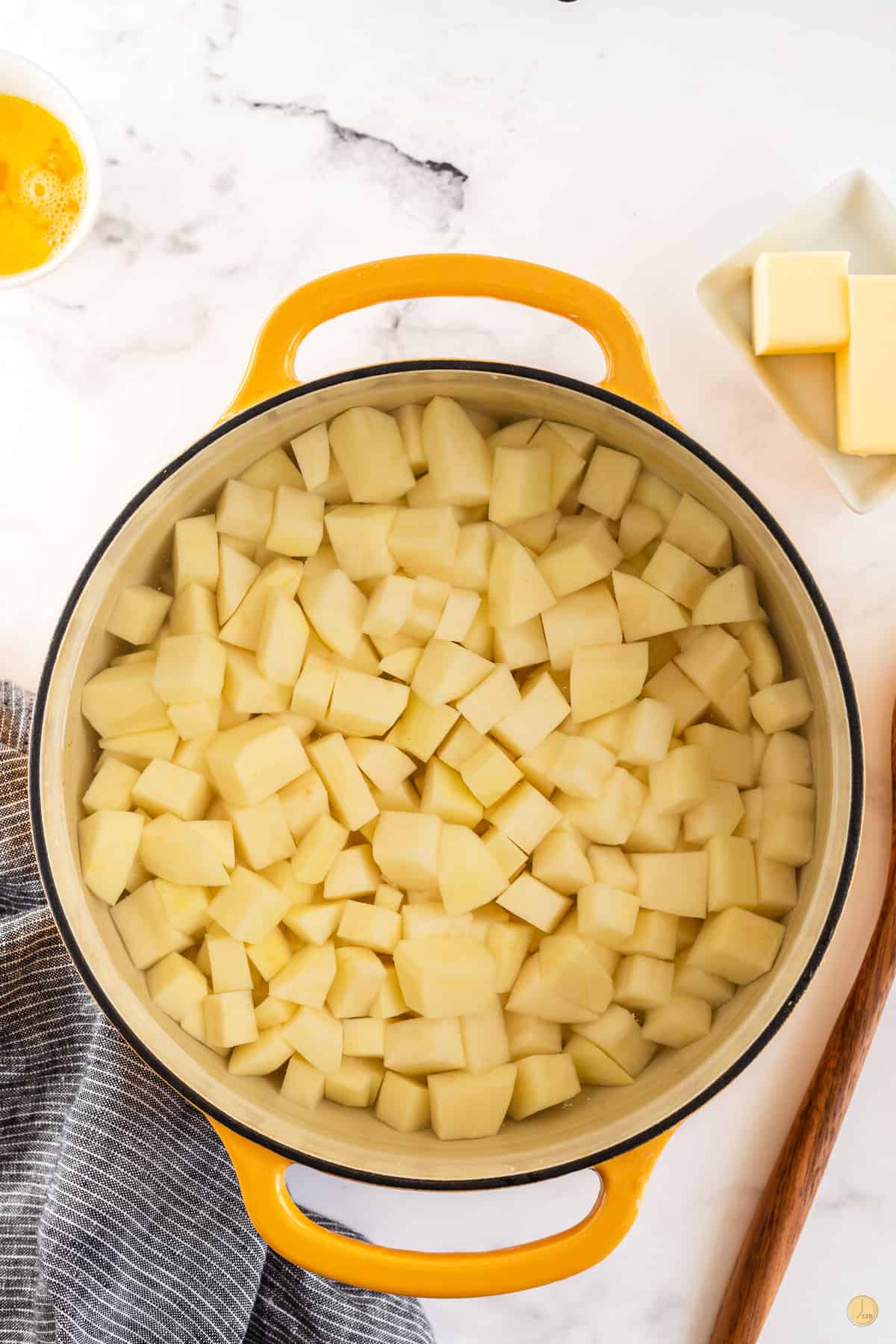 diced potatoes in a pot