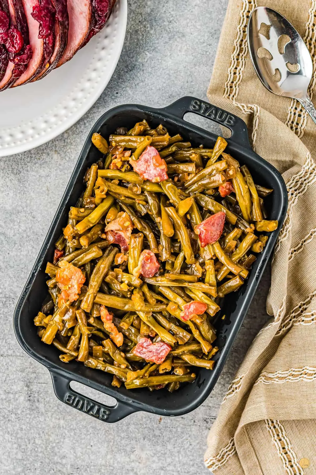baking dish of green beans